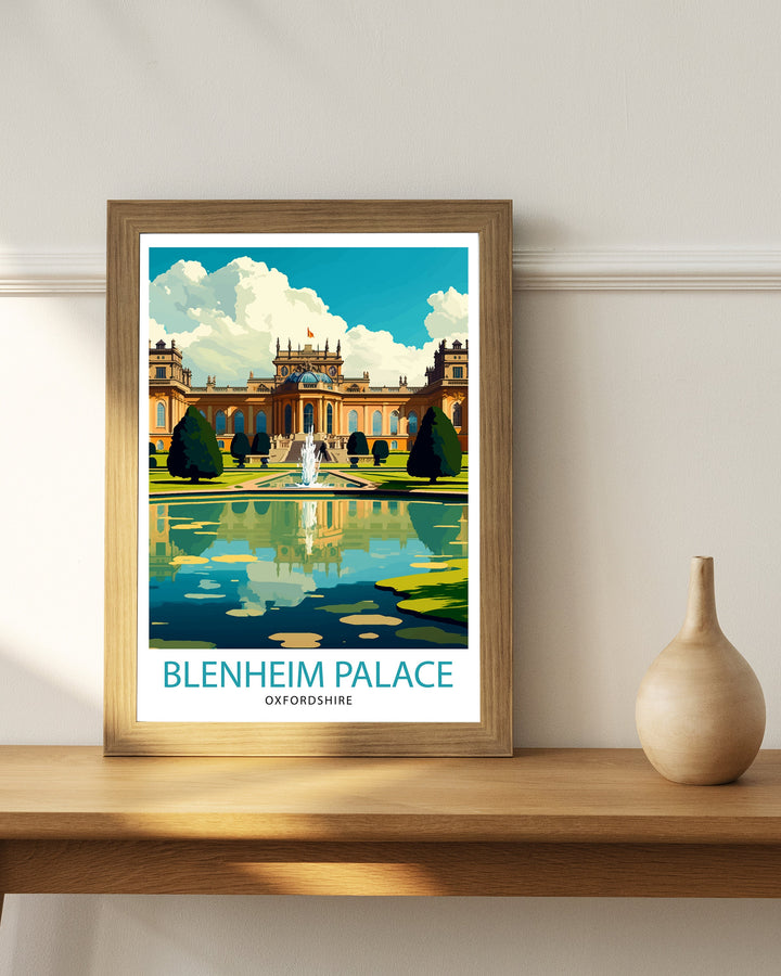 Blenheim Palace Travel Print Blenheim Palace Wall Art England Travel Poster Blenheim Palace Illustration Gift for Travelers Home Decor