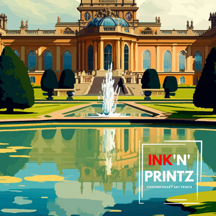 Blenheim Palace Travel Print Blenheim Palace Wall Art England Travel Poster Blenheim Palace Illustration Gift for Travelers Home Decor