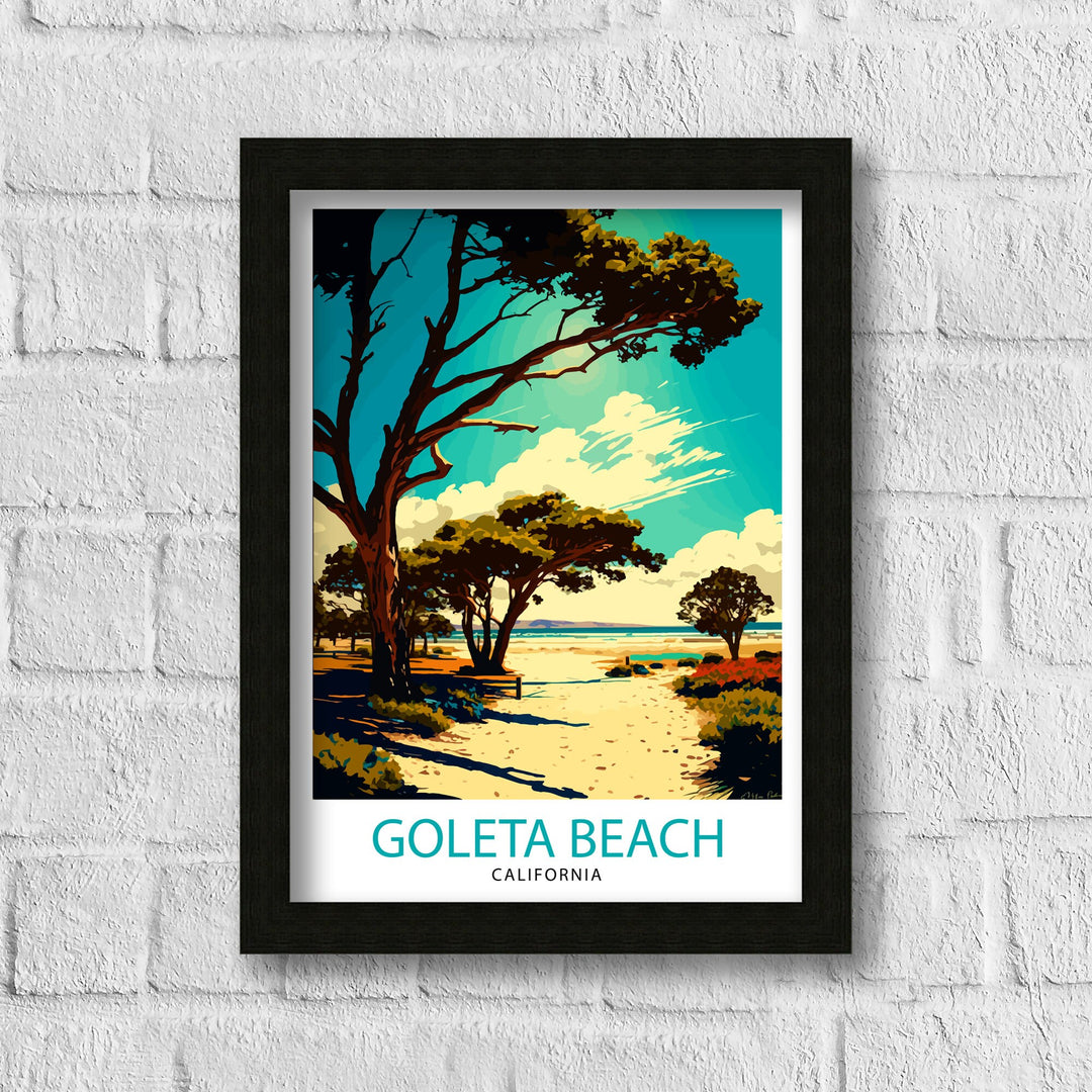 Goleta Beach California Travel Print| Goleta Wall Art Home Living Room Decor California Beach Illustration Goleta Poster Gift Travel Print