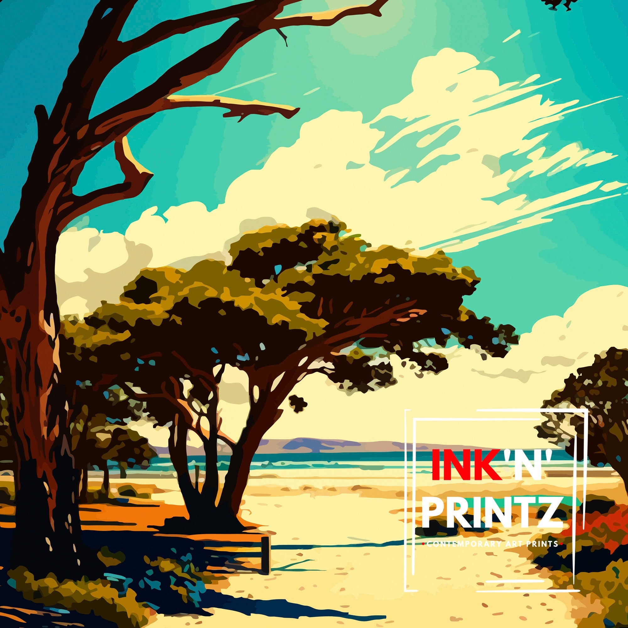 Goleta Beach California Art Print | Coastal Travel Poster
