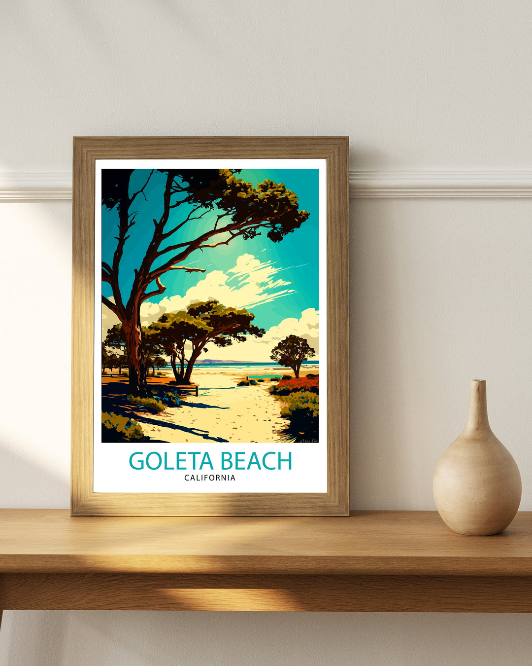 Goleta Beach California Travel Print| Goleta Wall Art Home Living Room Decor California Beach Illustration Goleta Poster Gift Travel Print