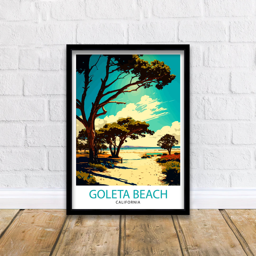 Goleta Beach California Travel Print| Goleta Wall Art Home Living Room Decor California Beach Illustration Goleta Poster Gift Travel Print