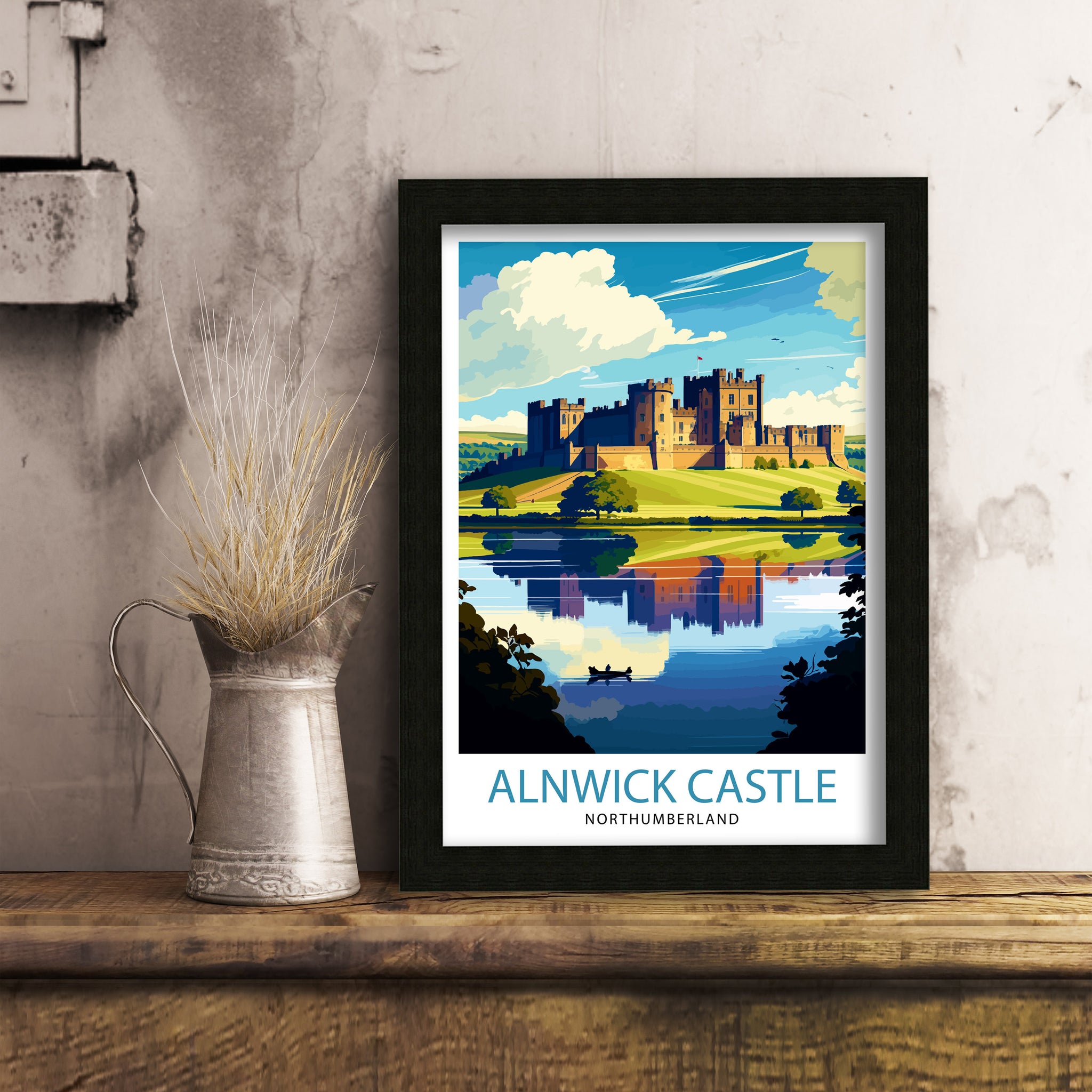 Alnwick Castle Illustration, Travel Art Print