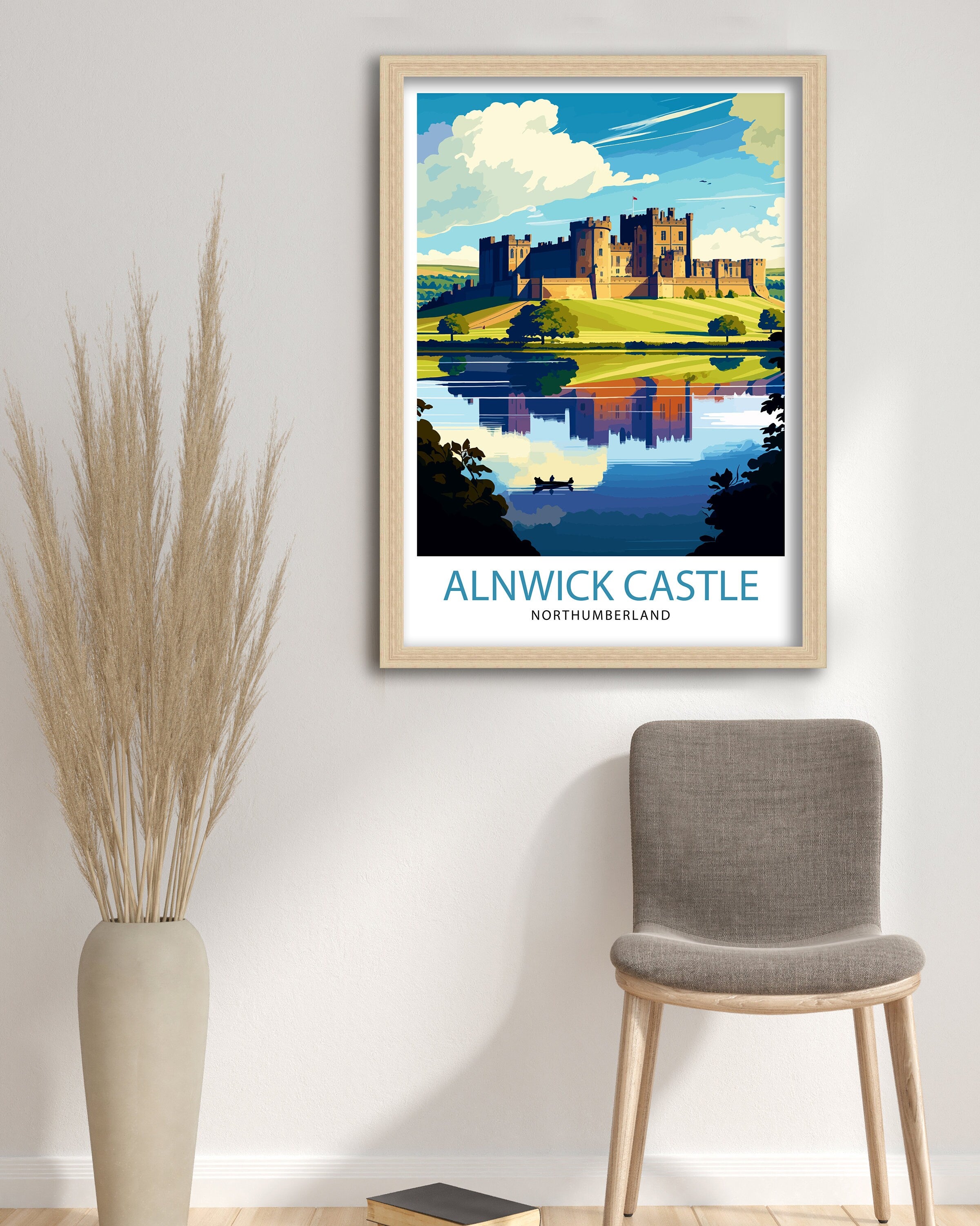 Alnwick Castle Illustration, Travel Art Print