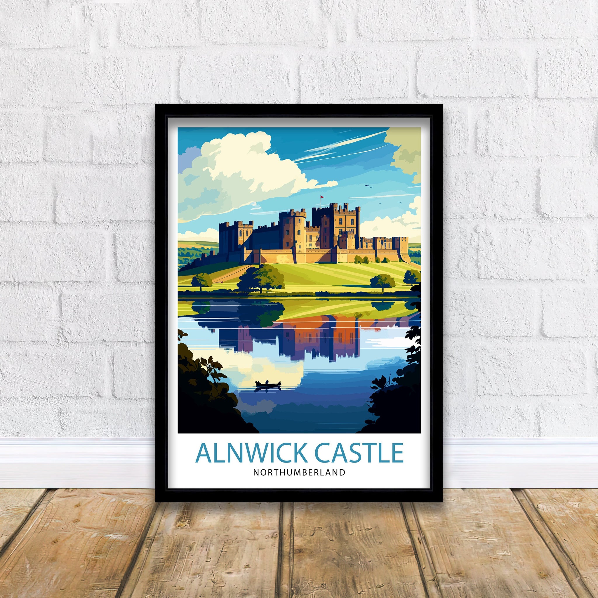 Alnwick Castle Illustration, Travel Art Print