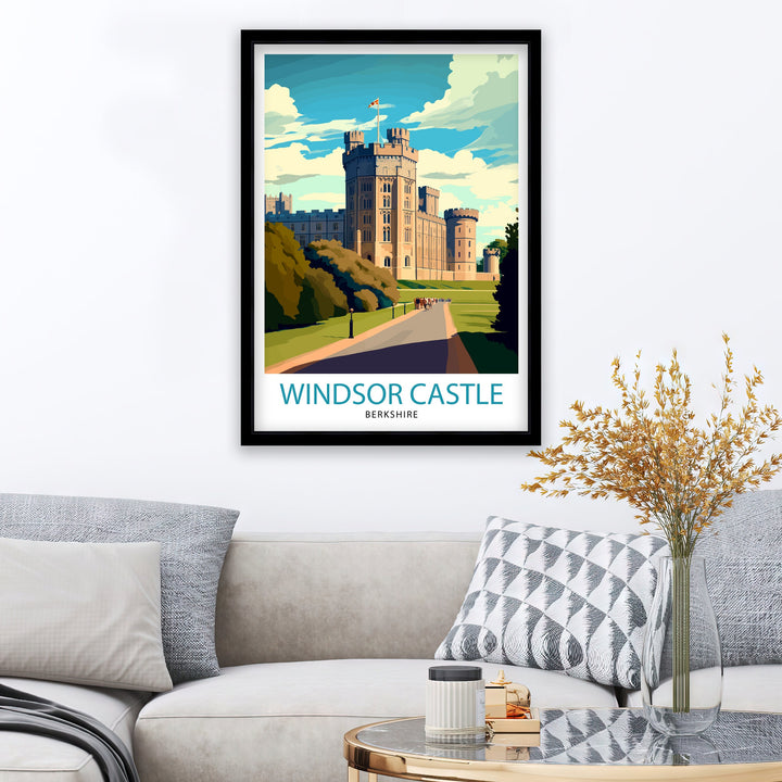 Windsor Castle Travel Print Windsor Castle Wall Decor Windsor Castle Illustration Travel Poster England Home Decor
