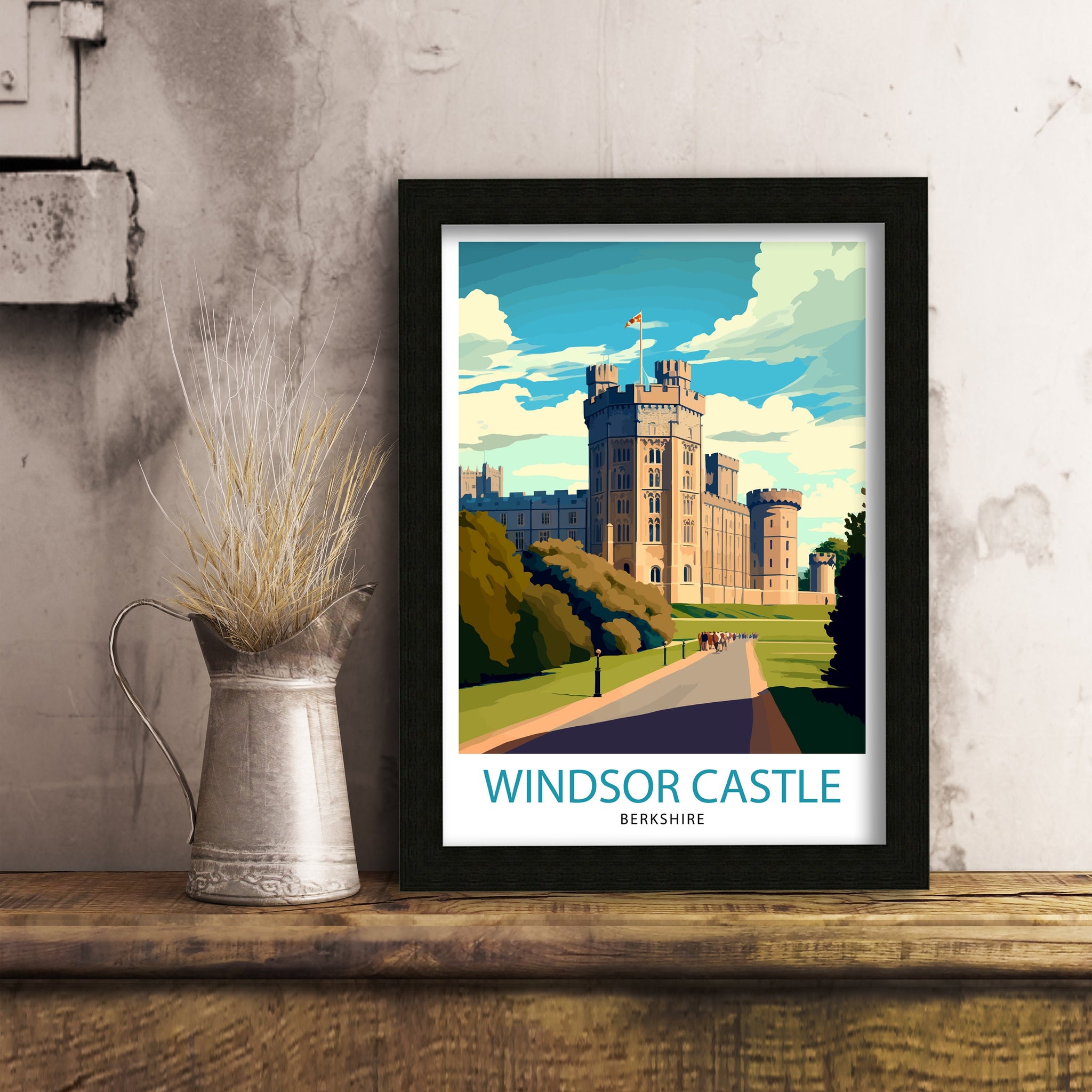 Windsor Castle Travel Print Windsor Castle Wall Decor Windsor Castle Illustration Travel Poster England Home Decor