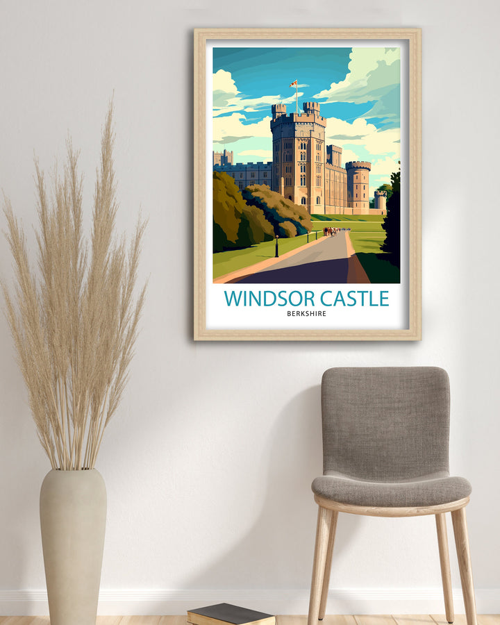 Windsor Castle Travel Print Windsor Castle Wall Decor Windsor Castle Illustration Travel Poster England Home Decor