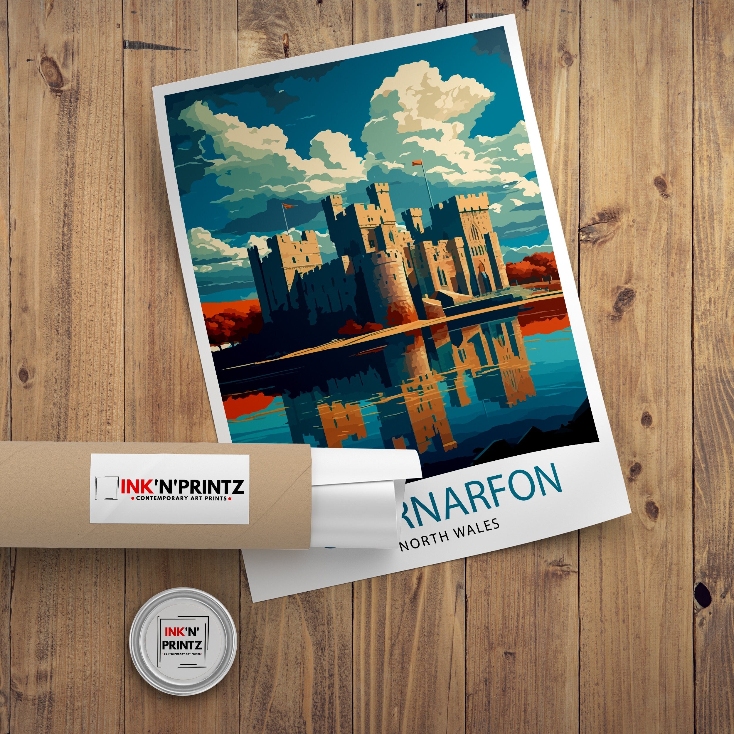 Caernarfon Castle Illustration Print: Wales Travel Poster