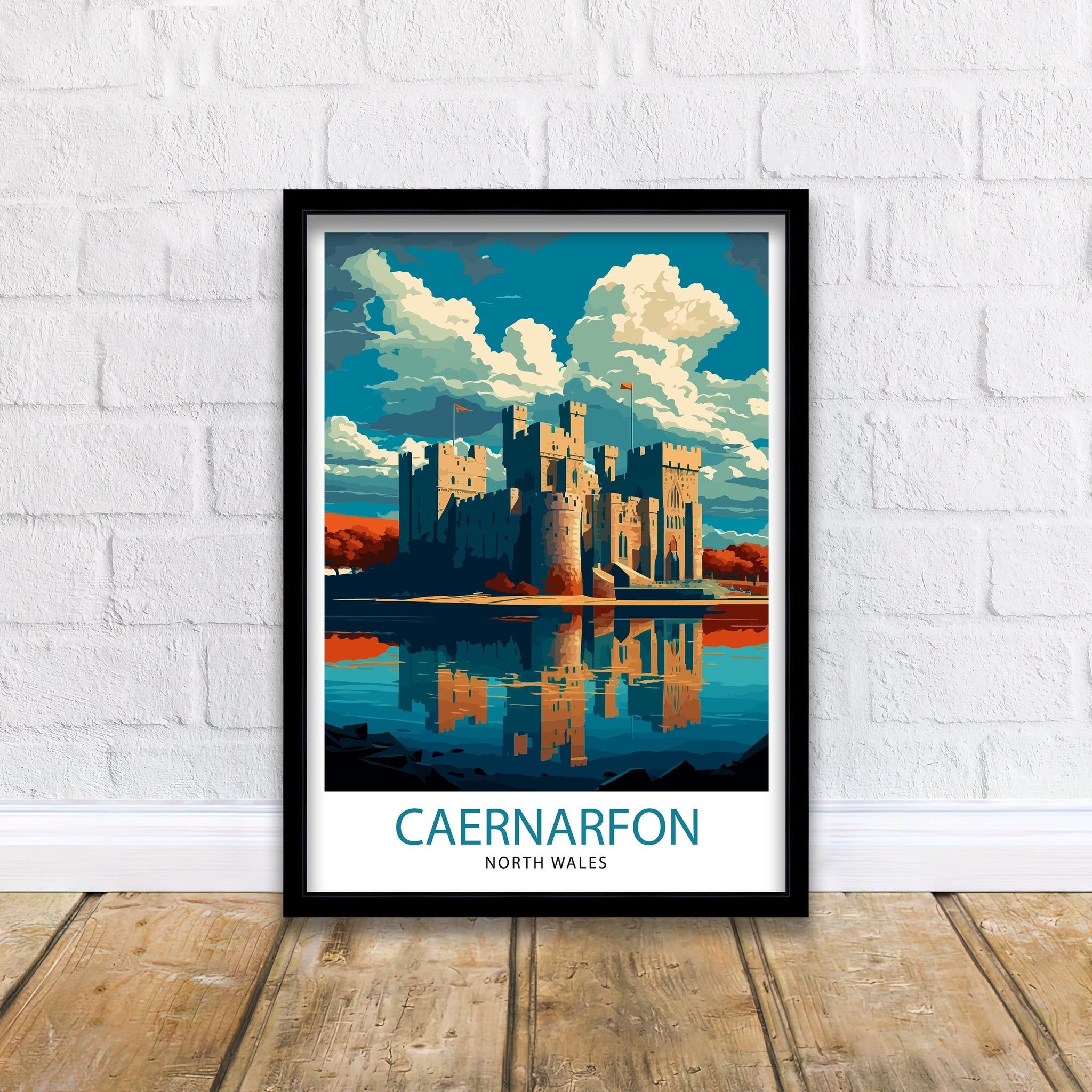 Caernarfon Castle Illustration Print: Wales Travel Poster
