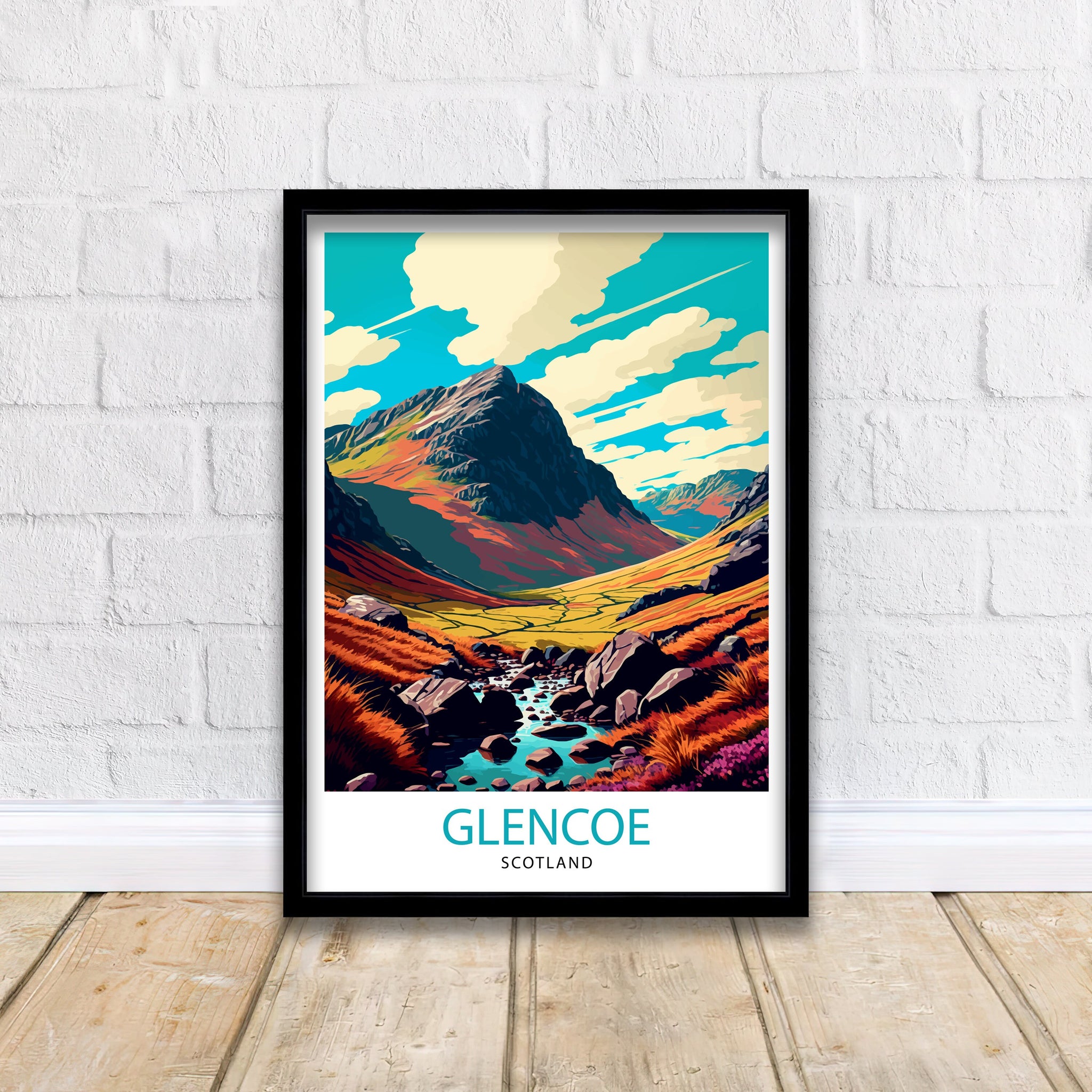Glencoe Scotland Landscape Print, Scottish Highlands Travel Poster