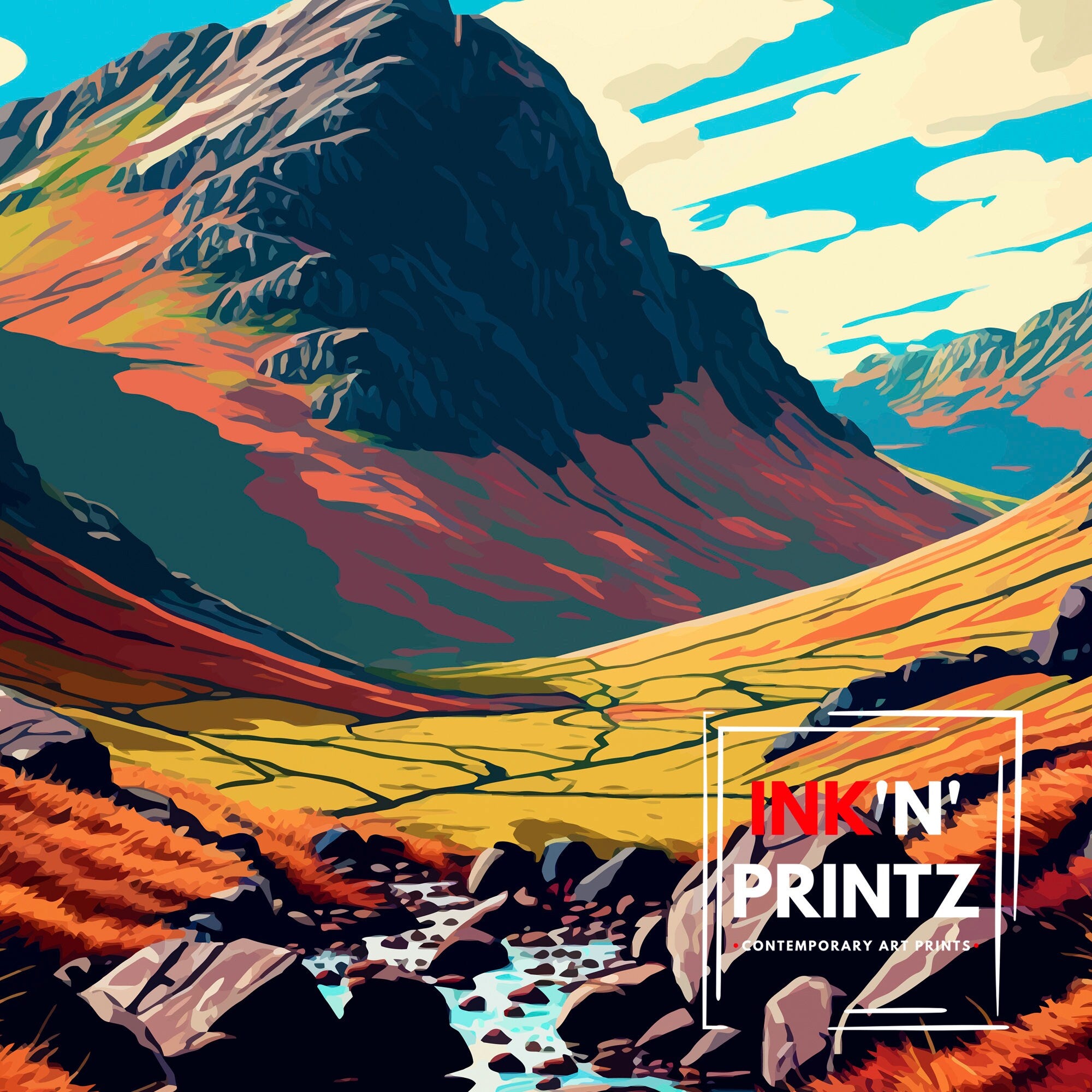 Glencoe Scotland Landscape Print, Scottish Highlands Travel Poster