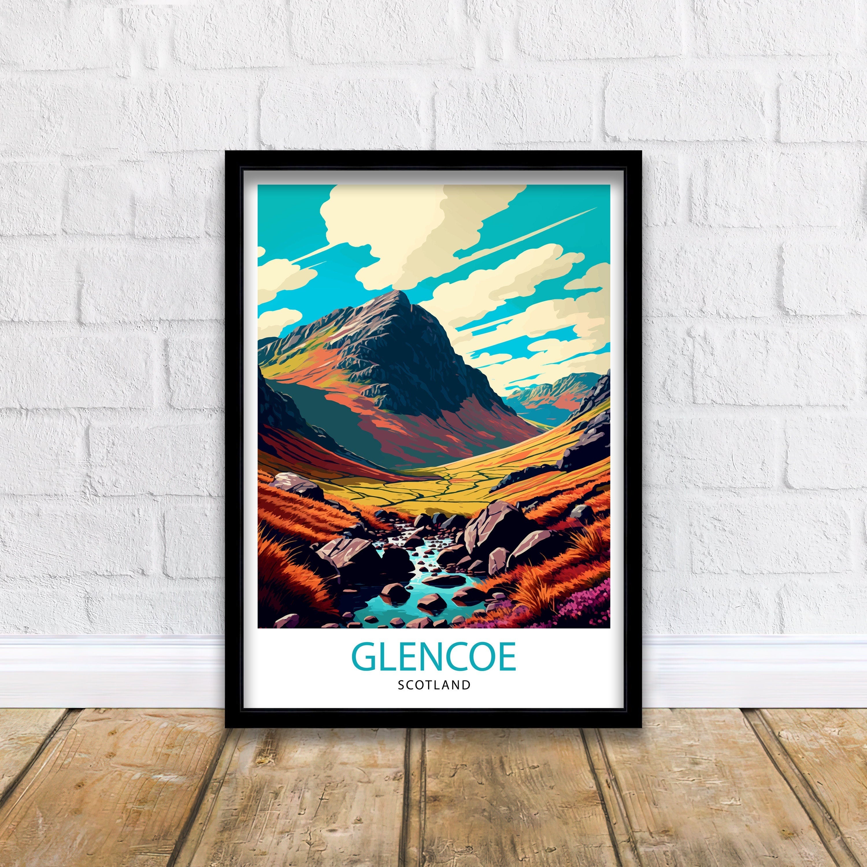 Glencoe Scotland Landscape Print, Scottish Highlands Travel Poster