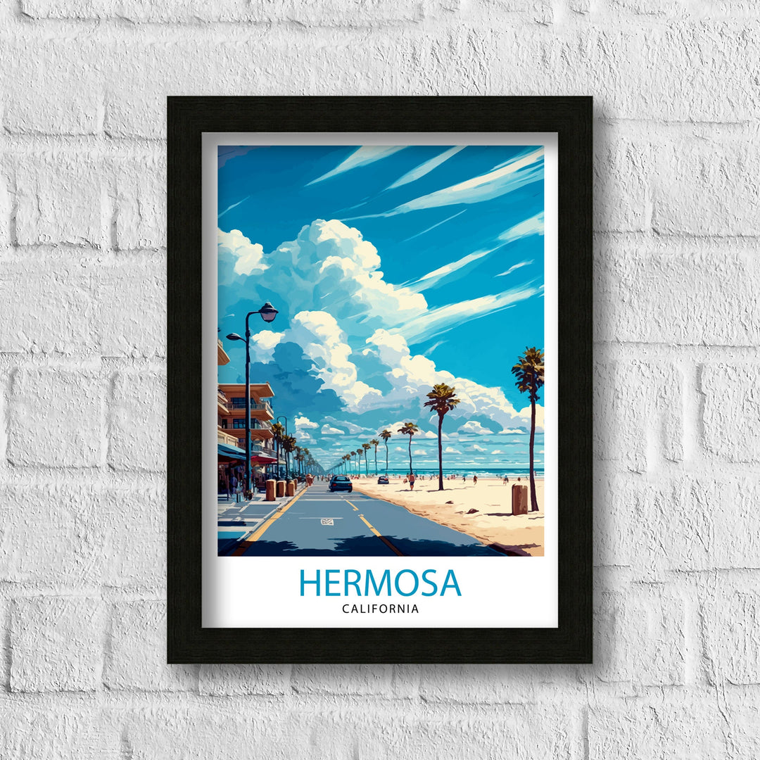 Hermosa Beach California Travel Print| Hermosa Beach Wall Decor Hermosa Beach Home Living Decor Hermosa Beach Illustration Travel Poster