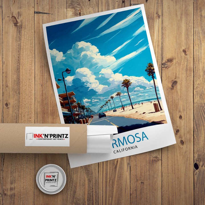 Hermosa Beach California Travel Print| Hermosa Beach Wall Decor Hermosa Beach Home Living Decor Hermosa Beach Illustration Travel Poster