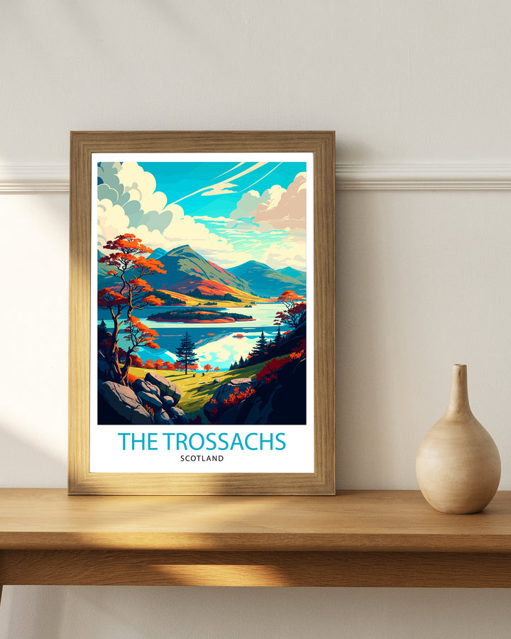 Trossachs Travel Poster Trossachs Wall Art Scotland Travel Poster Trossachs Home Decor Trossachs Landscape Illustration