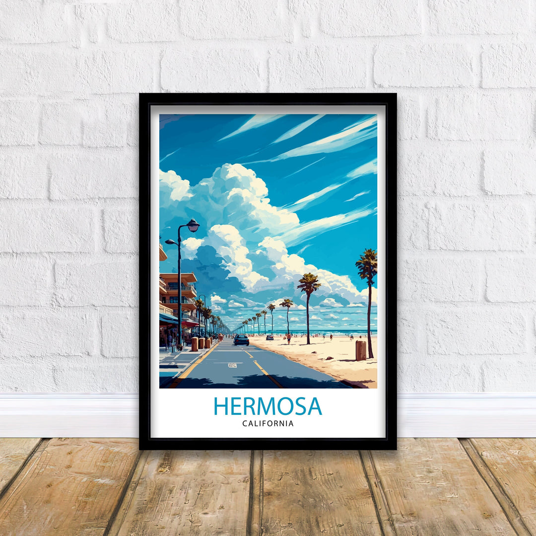 Hermosa Beach California Travel Print| Hermosa Beach Wall Decor Hermosa Beach Home Living Decor Hermosa Beach Illustration Travel Poster