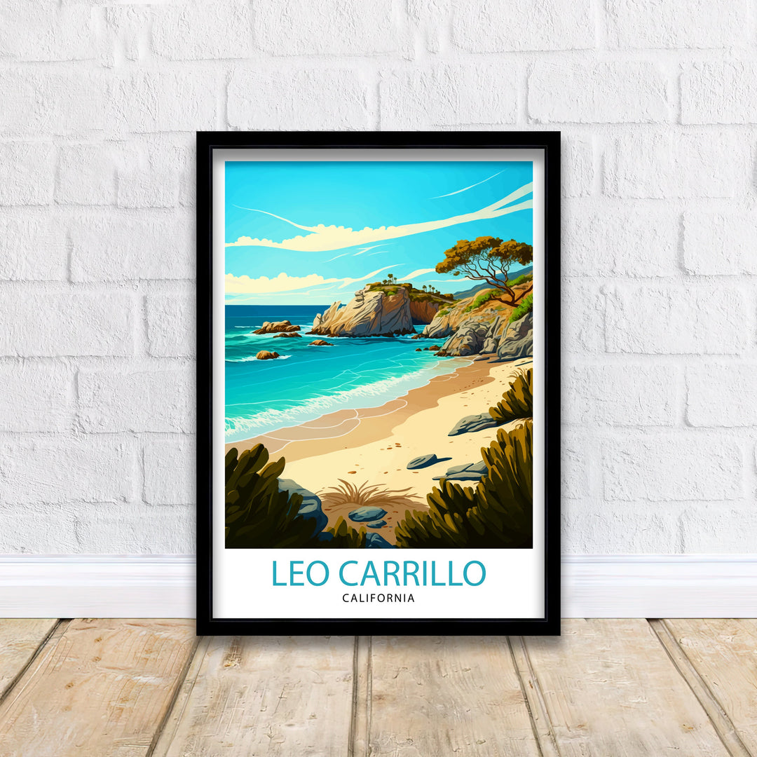 Leo Carrillo State Park California Travel Print| Wall Art Decor California Beach Art Travel Poster Gift Leo Carrillo Print