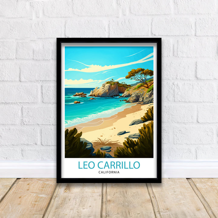 Leo Carrillo State Park California Travel Print| Wall Art Decor California Beach Art Travel Poster Gift Leo Carrillo Print
