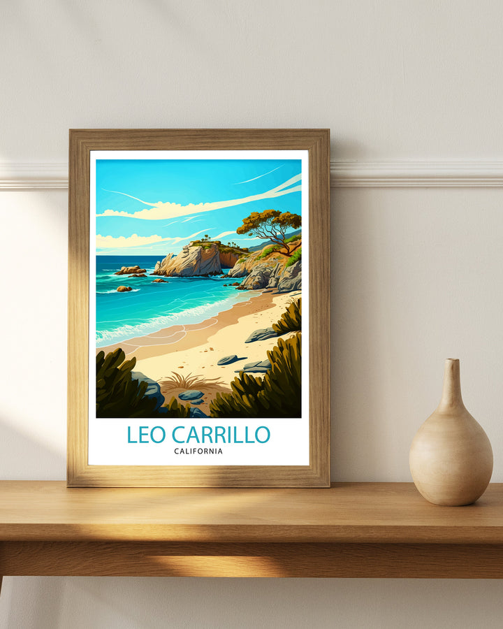 Leo Carrillo State Park California Travel Print| Wall Art Decor California Beach Art Travel Poster Gift Leo Carrillo Print