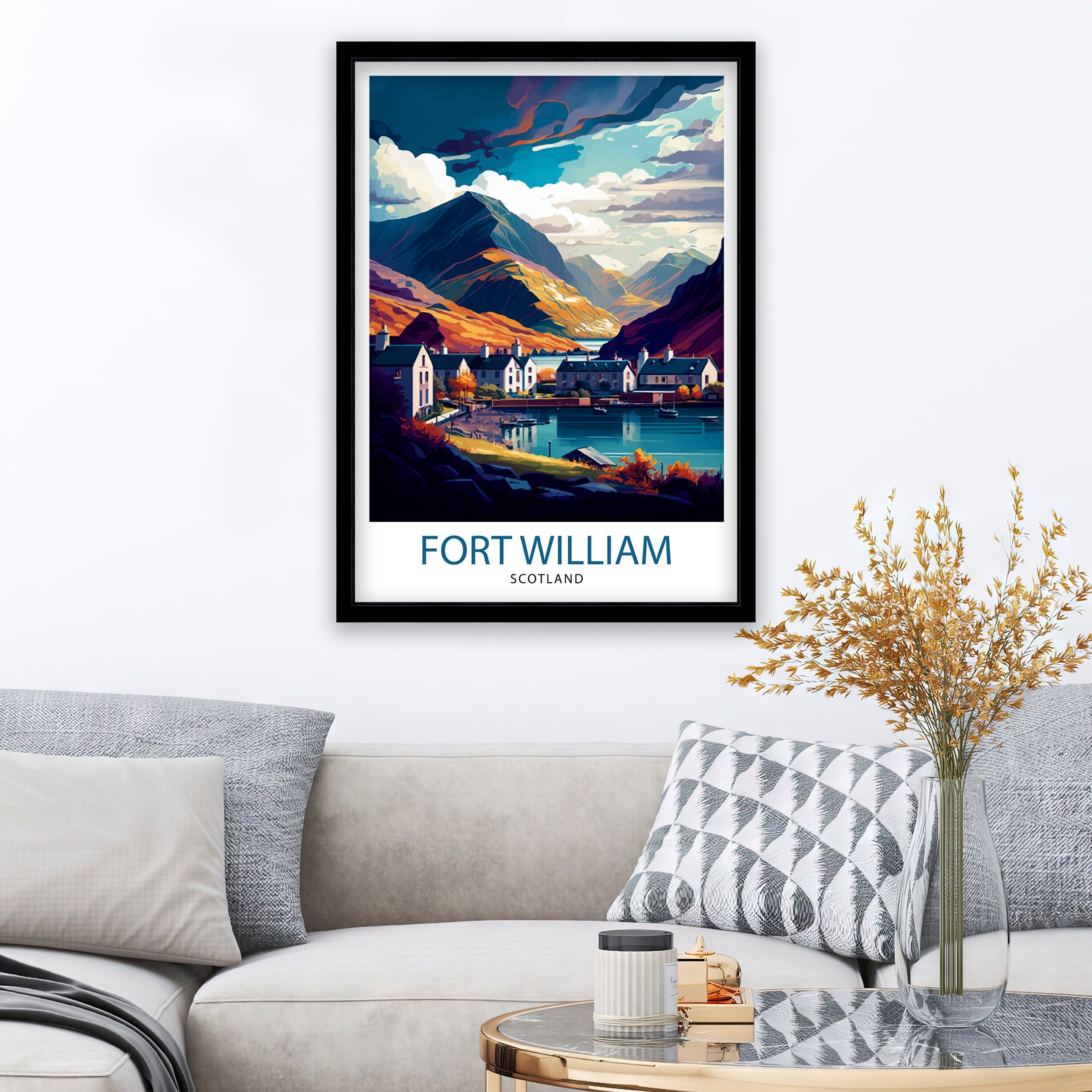 Fort William Scotland Travel Print Fort William Wall Art Scotland Illustration Travel Poster Gift For Scotland Home Decor