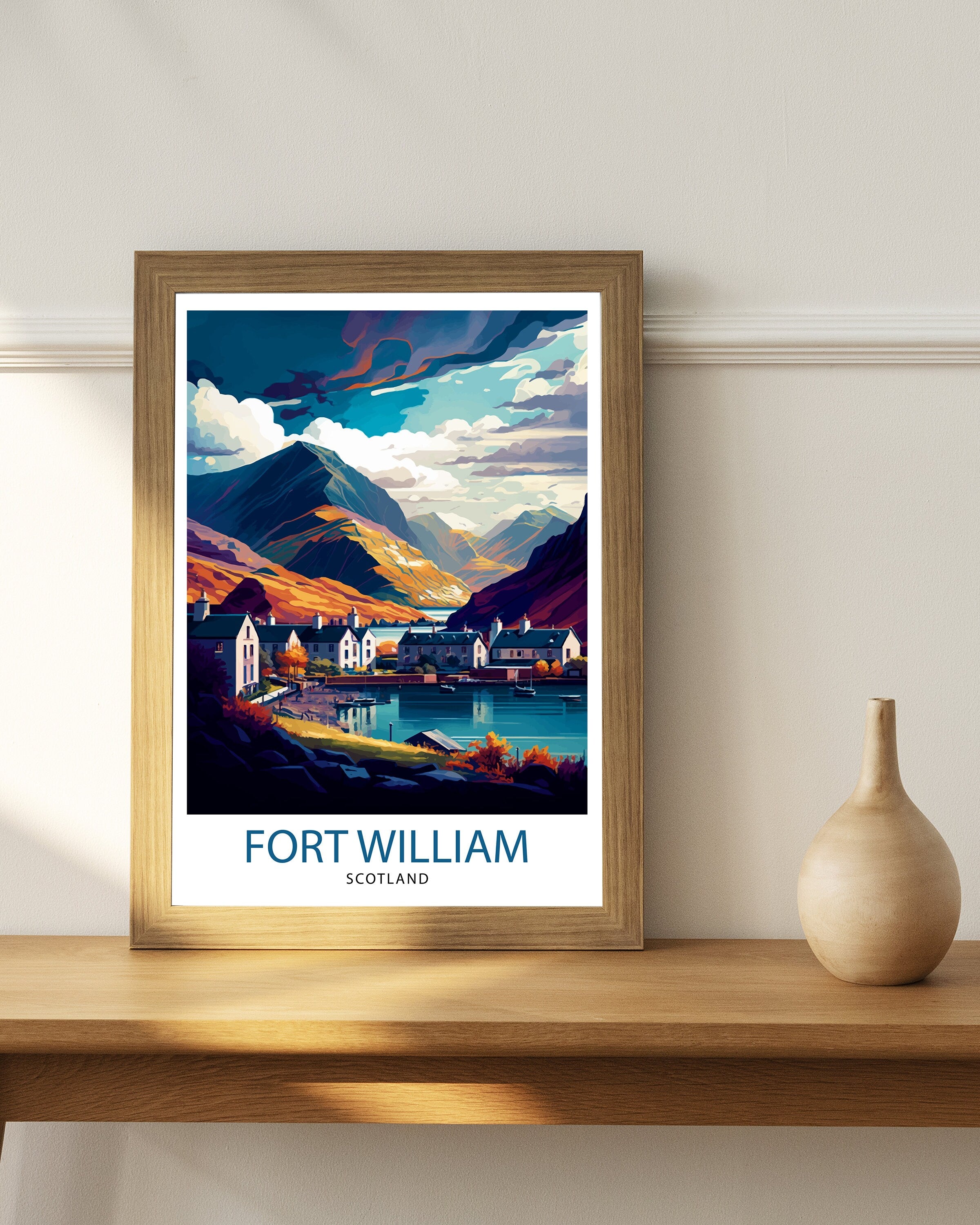 Fort William Scotland Travel Print Fort William Wall Art Scotland Illustration Travel Poster Gift For Scotland Home Decor