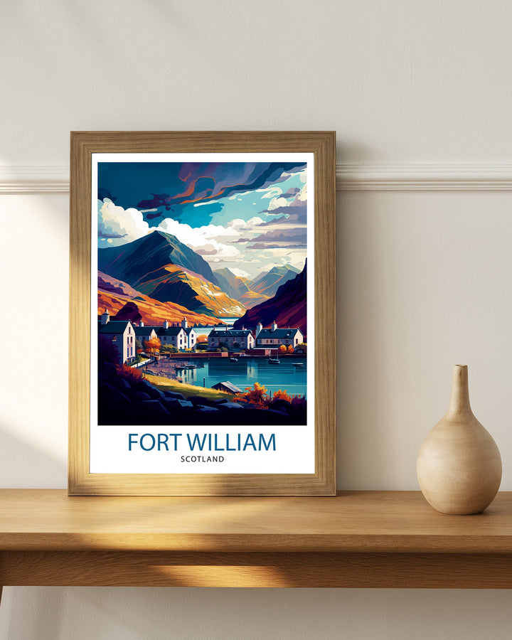 Fort William Scotland Travel Poster Fort William Wall Art Scotland Illustration Travel Poster Gift For Scotland Home Decor