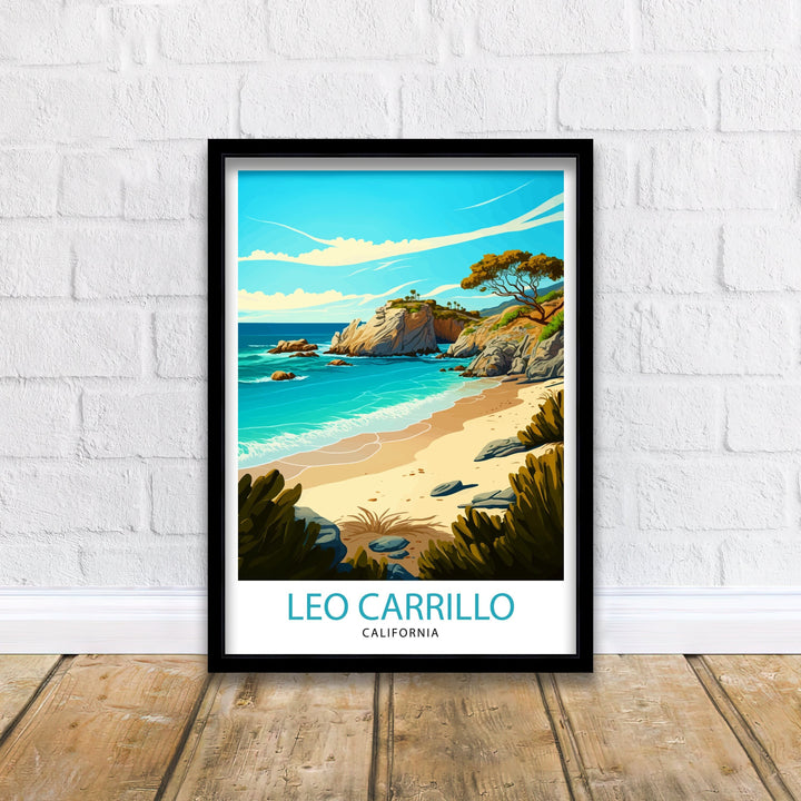 Leo Carrillo State Park California Travel Print| Wall Art Decor California Beach Art Travel Poster Gift Leo Carrillo Print