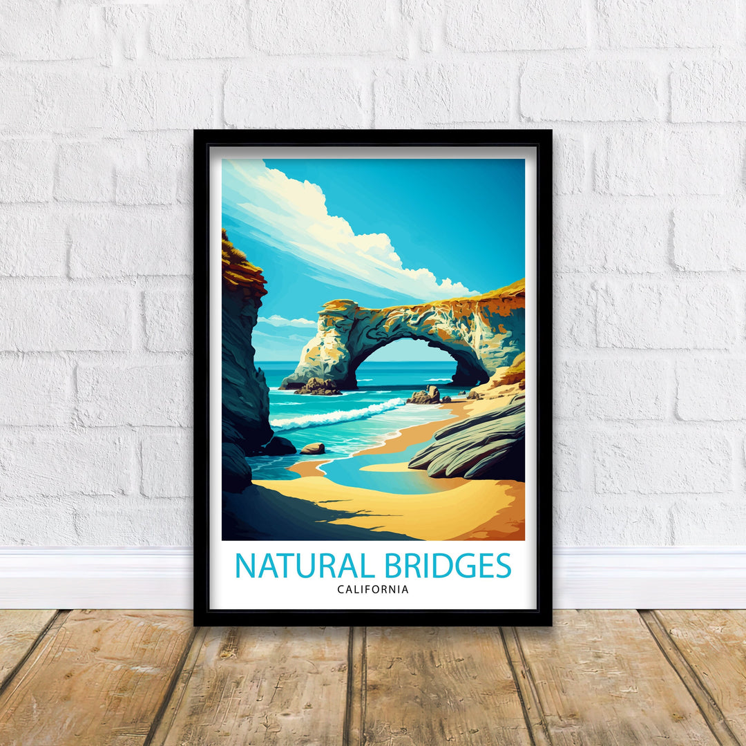 Natural Bridges California Travel Print| Poster Coastal Wall Art Decor for Beach Lovers Santa Cruz Beach Home Decor California Coastline