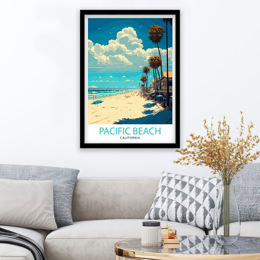 Pacific Beach California Travel Print| Wall Decor Pacific Beach California Illustration Travel Poster Gift For Pacific Beach California Home