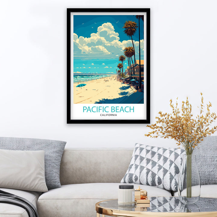 Pacific Beach California Travel Print| Wall Decor Pacific Beach California Illustration Travel Poster Gift For Pacific Beach California Home