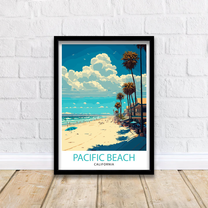 Pacific Beach California Travel Print| Wall Decor Pacific Beach California Illustration Travel Poster Gift For Pacific Beach California Home