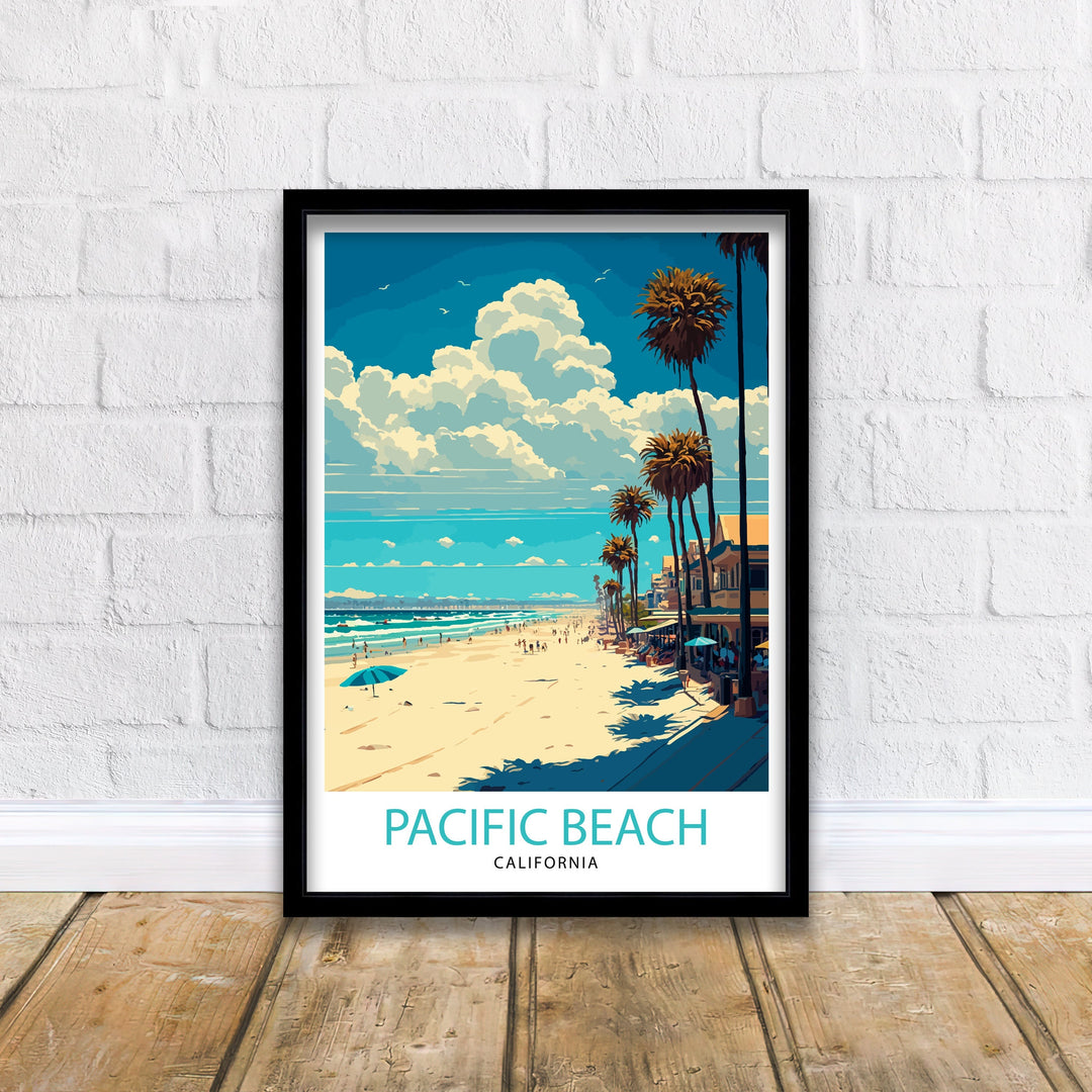 Pacific Beach California Travel Print| Wall Decor Pacific Beach California Illustration Travel Poster Gift For Pacific Beach California Home