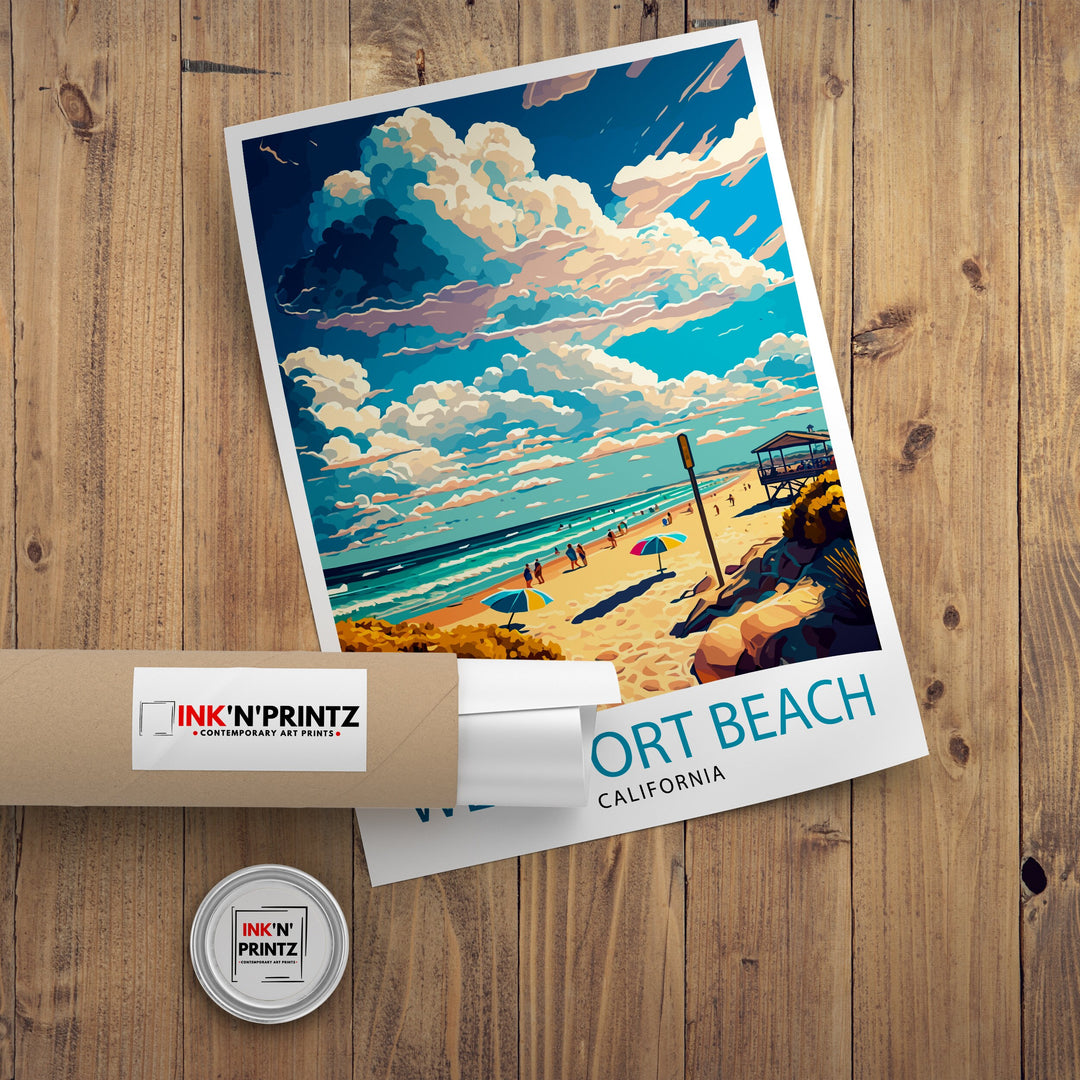 Westport Beach California Travel Print| Westport Beach Wall Art Westport Beach Decor Westport Beach Illustration Travel Poster Gift