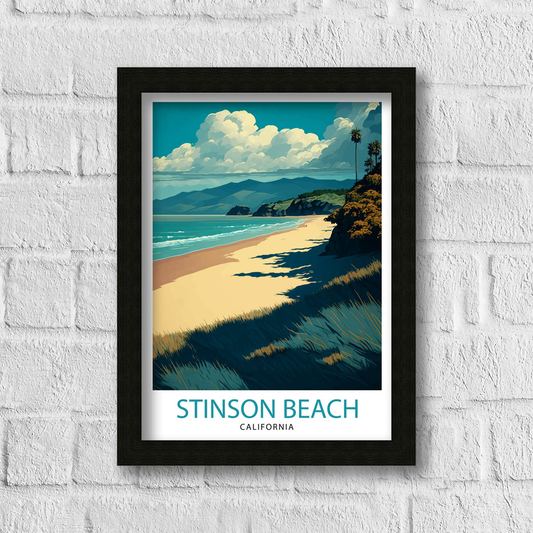 Stinson Beach California Travel Print| Wall Decor Home Living Decor Illustration Travel Poster Gift for Stinson Beach California Home Decor