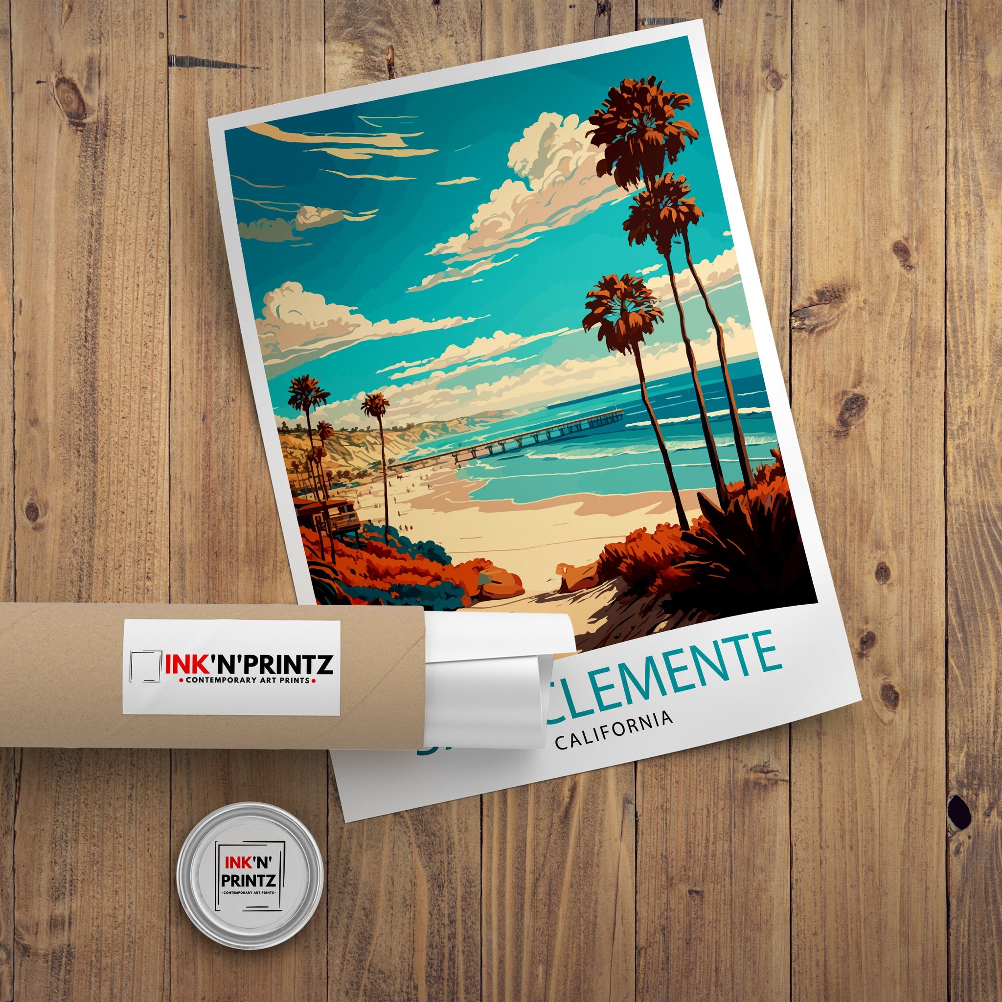San Clemente Beach California Travel Print| Poster Coastal Wall Decor Surfing Art Home Living Decor California Illustration Travel