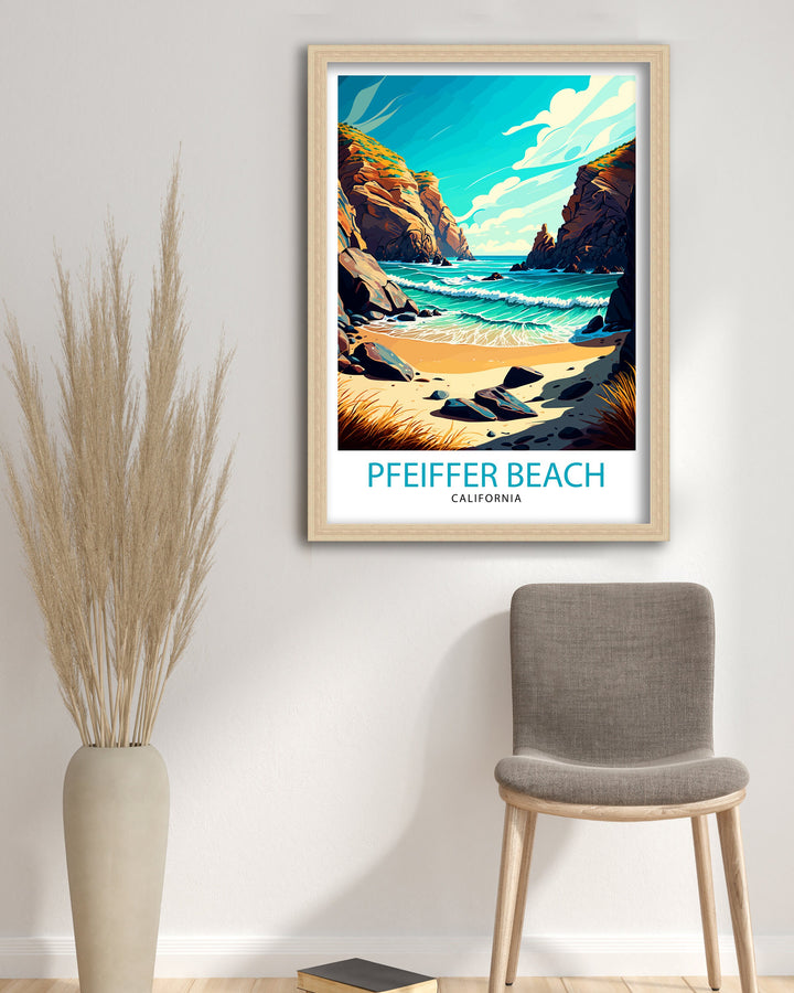 Pfeiffer Beach California Travel Print| Pfeiffer Beach Wall Art Pfeiffer Beach Home Decor California Travel Poster Gift Pfeiffer Beach