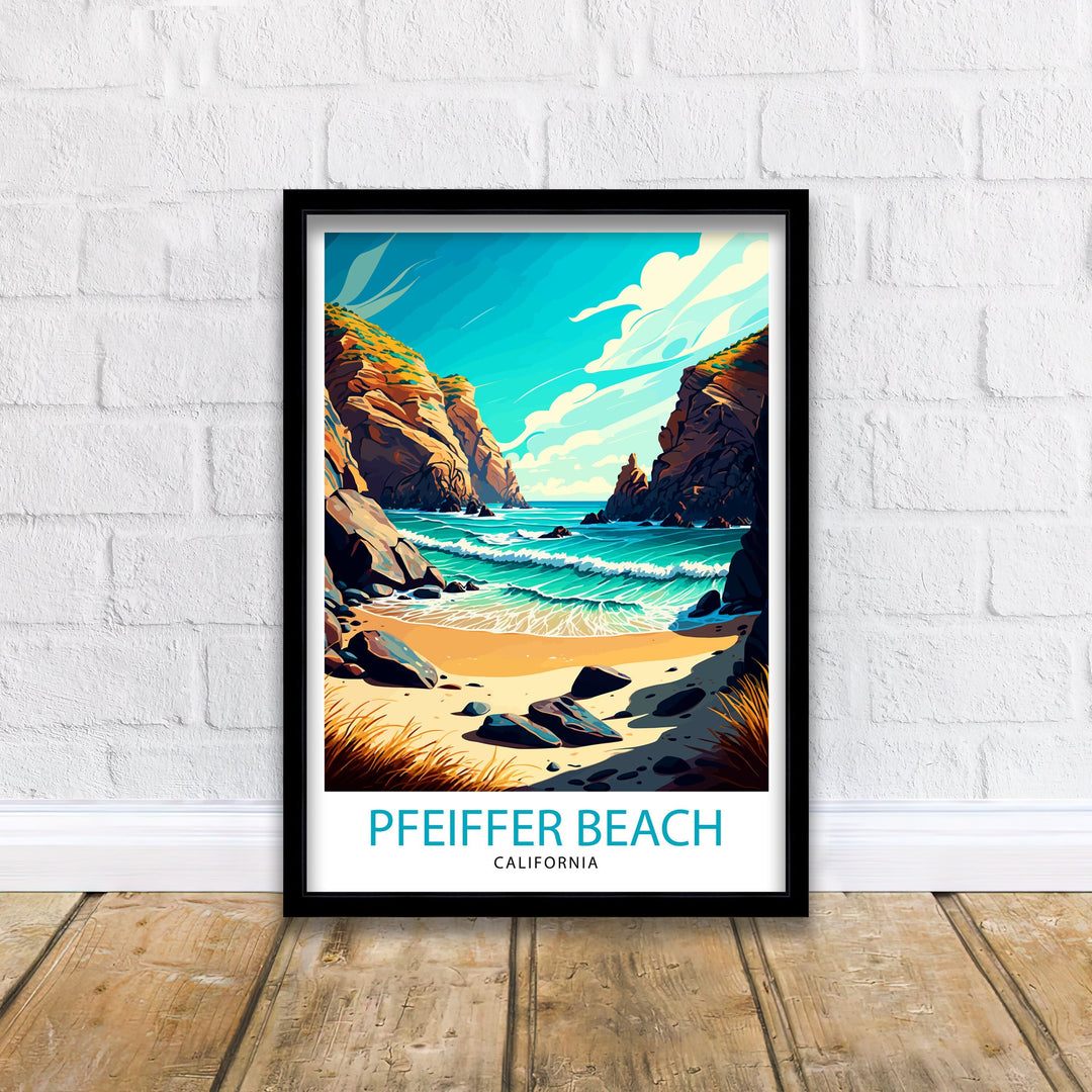 Pfeiffer Beach California Travel Print| Pfeiffer Beach Wall Art Pfeiffer Beach Home Decor California Travel Poster Gift Pfeiffer Beach