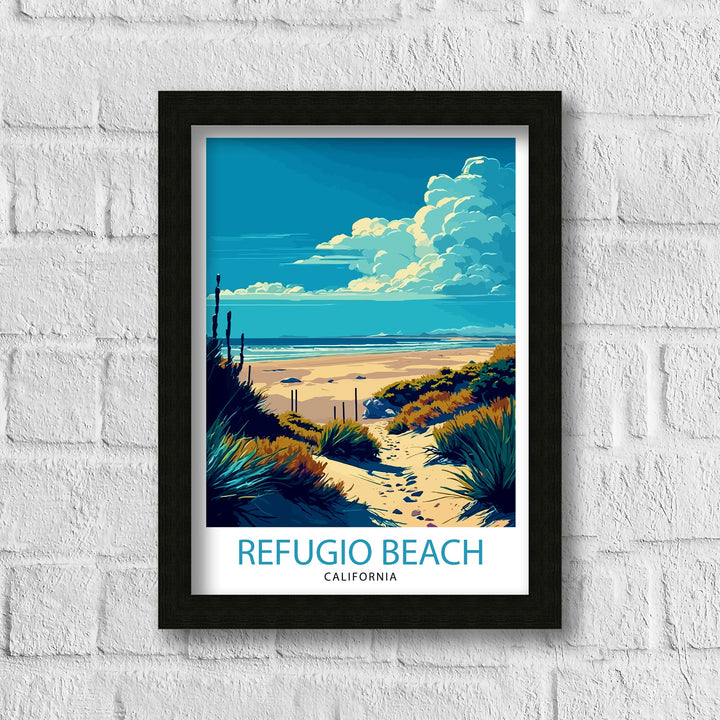 Refugio State Beach California Travel Print| Refugio Wall Decor Refugio Home Living Decor Refugio Beach Illustration Travel Poster Gift