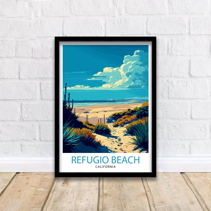 Refugio State Beach California Travel Print| Refugio Wall Decor Refugio Home Living Decor Refugio Beach Illustration Travel Poster Gift
