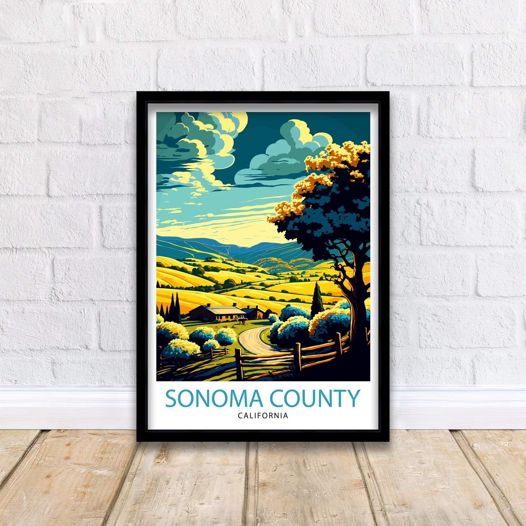 Sonoma California Travel Print| Poster, Sonoma Wall Art Sonoma Home Decor Sonoma Gift Idea Sonoma Illustration Sonoma Valley Print