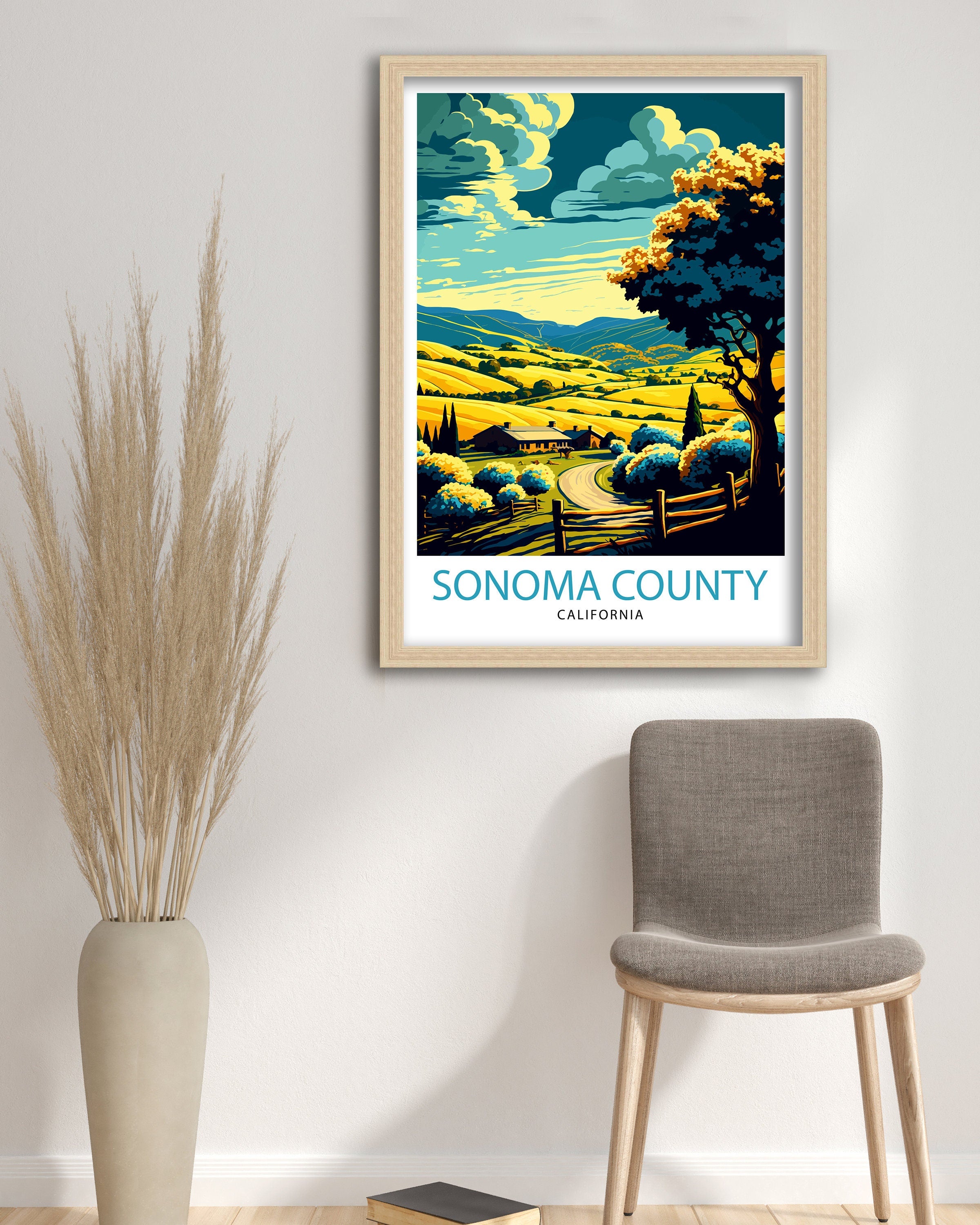 Sonoma California Travel Print| Poster, Sonoma Wall Art Sonoma Home Decor Sonoma Gift Idea Sonoma Illustration Sonoma Valley Print