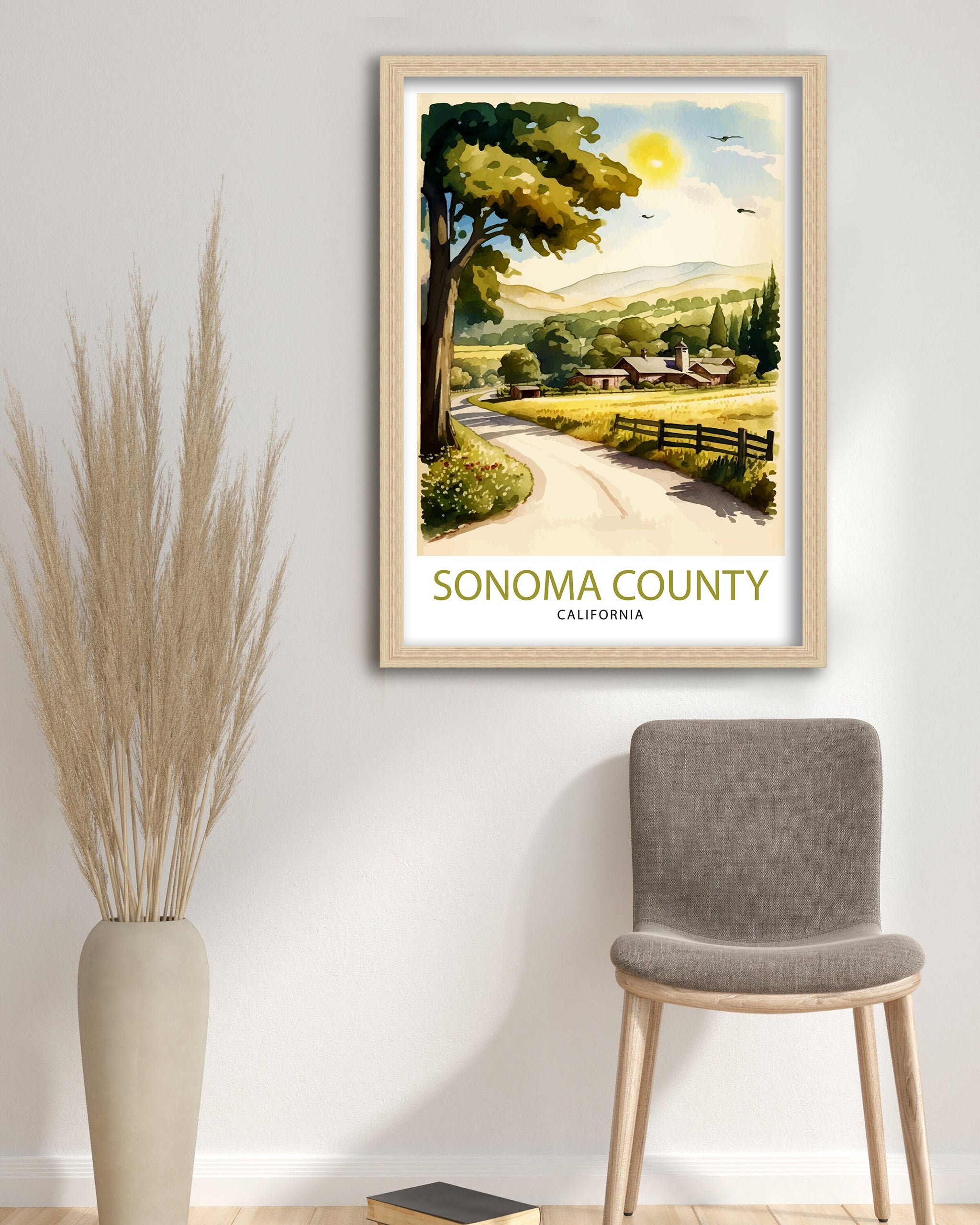 Sonoma California Travel Print| Poster, Sonoma Wall Art Sonoma Home Decor Sonoma Gift Idea Sonoma Illustration Sonoma Valley Print