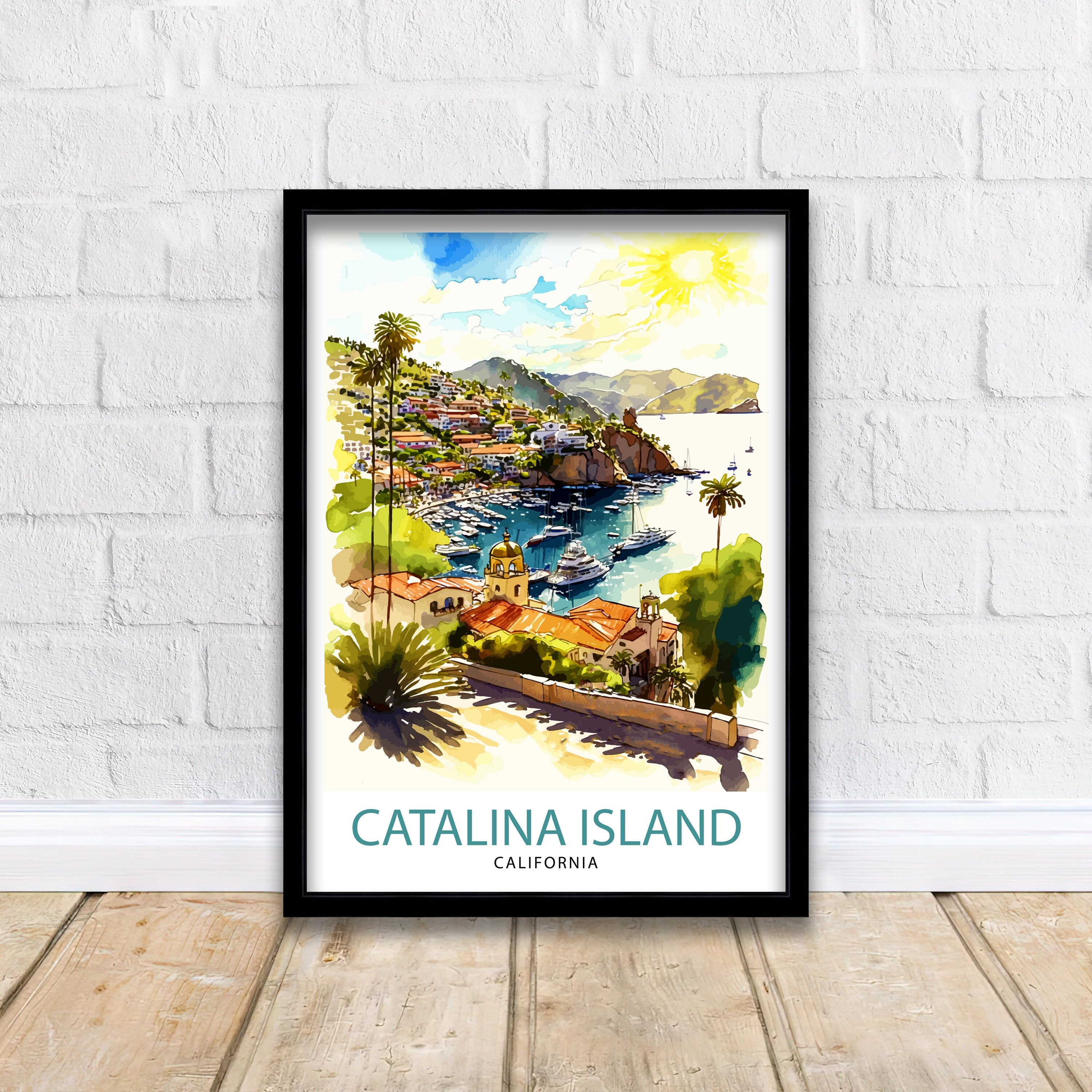 Catalina Island California Travel Print| Wall Art Decor Catalina Island Illustration Poster Gift For Catalina Island Lover California