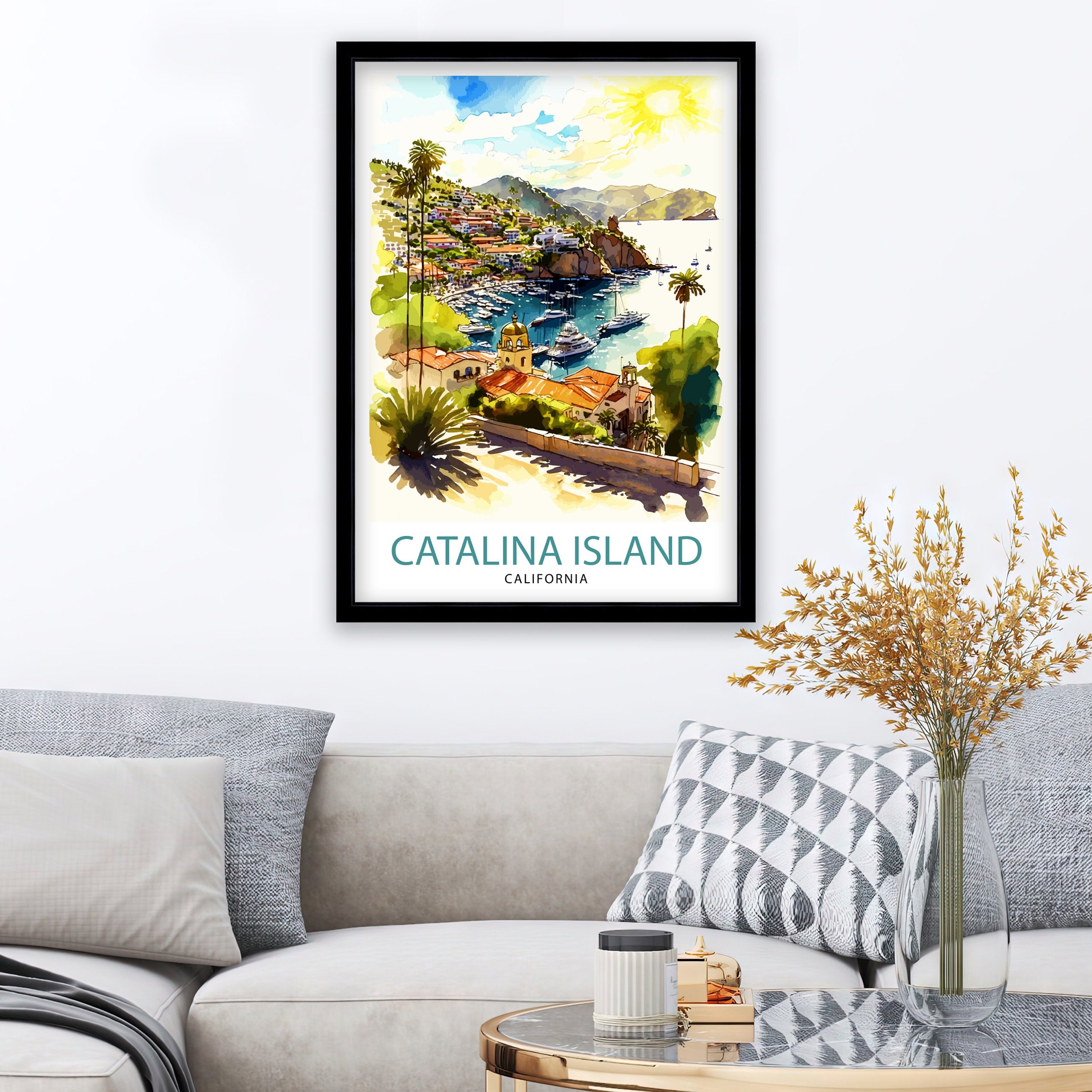 Catalina Island California Travel Print| Wall Art Decor Catalina Island Illustration Poster Gift For Catalina Island Lover California