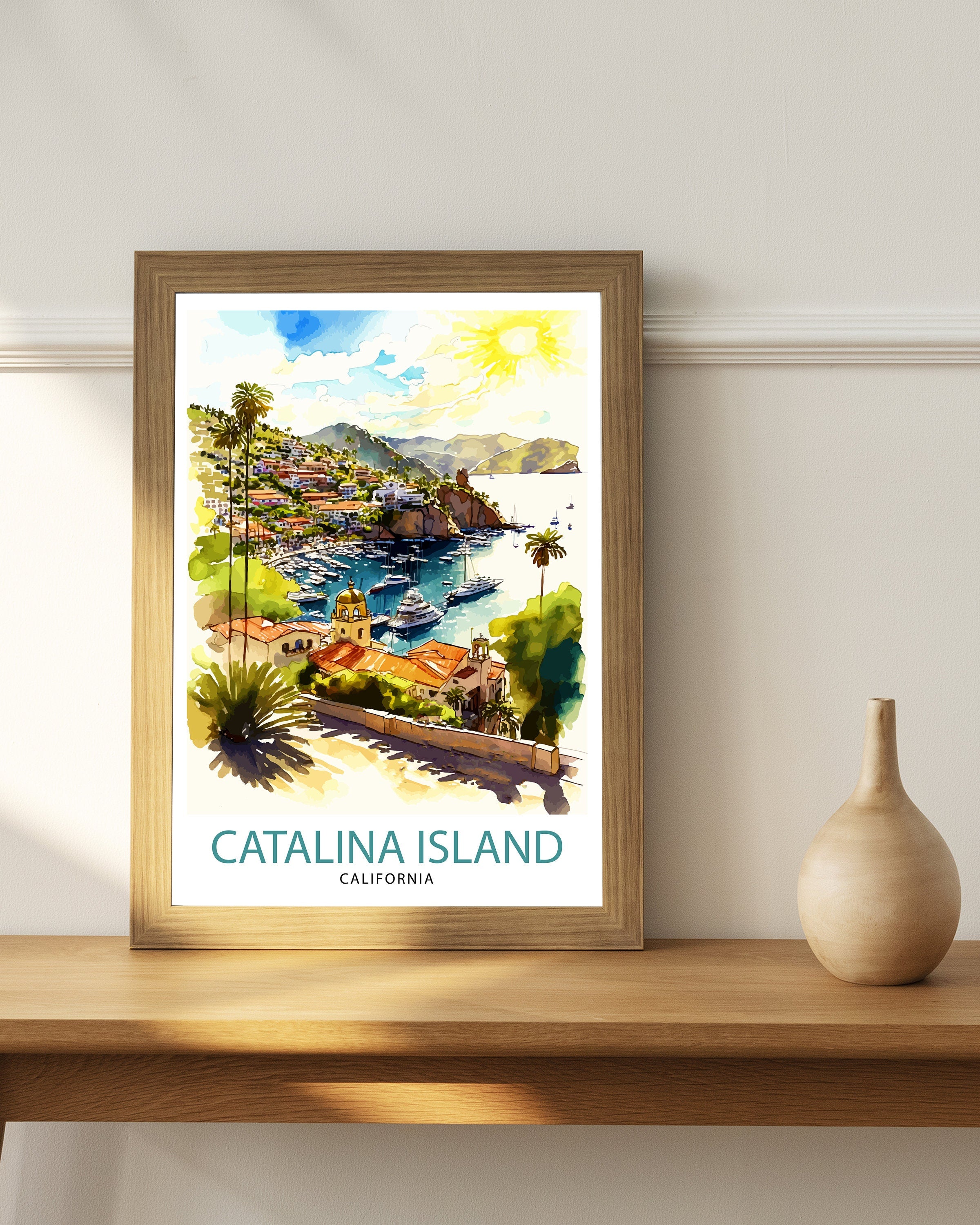 Catalina Island California Travel Print| Wall Art Decor Catalina Island Illustration Poster Gift For Catalina Island Lover California