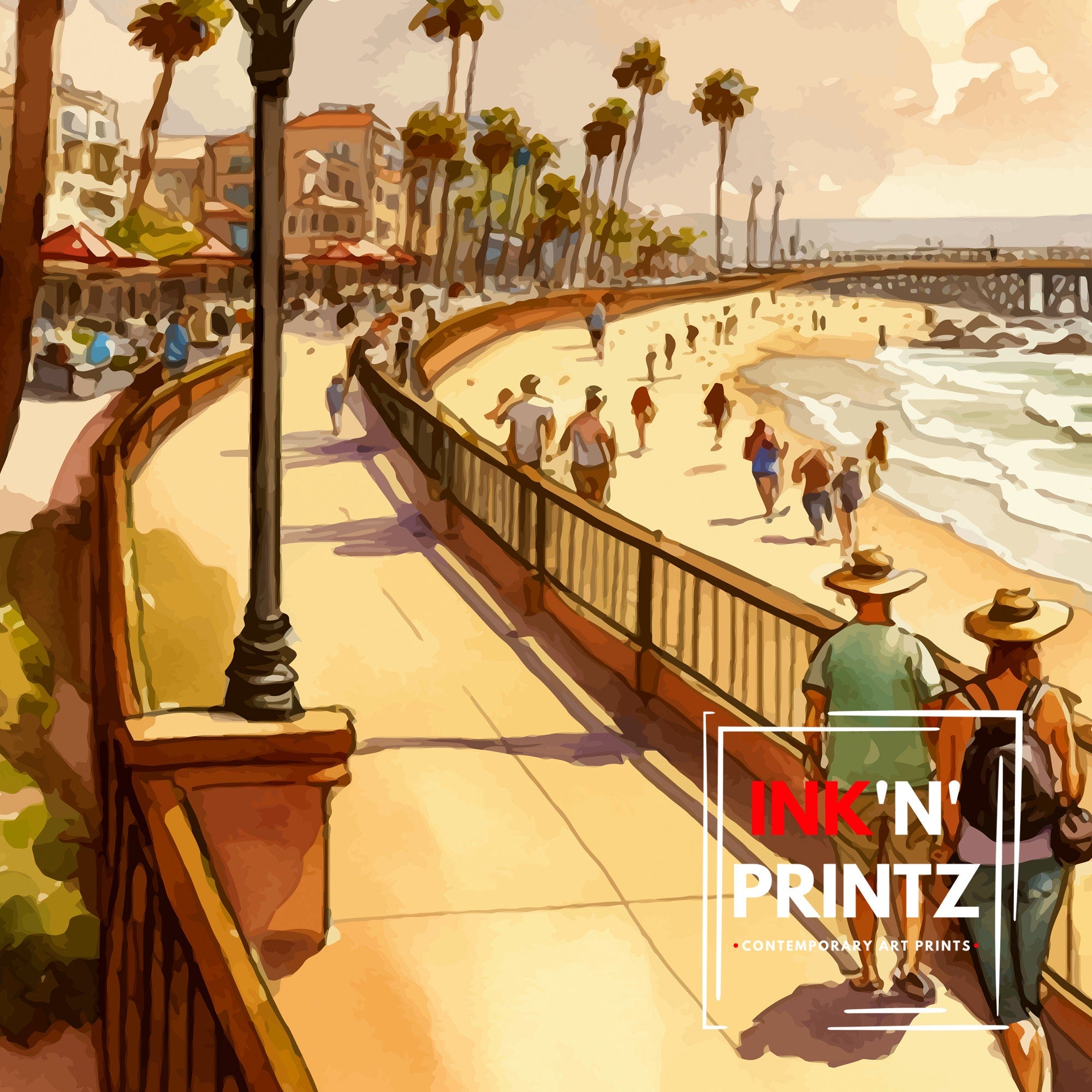 Santa Cruz California Travel Print Wall Art, Home Decor Santa Cruz Illustration Travel Poster Gift for Santa Cruz California Home Decor