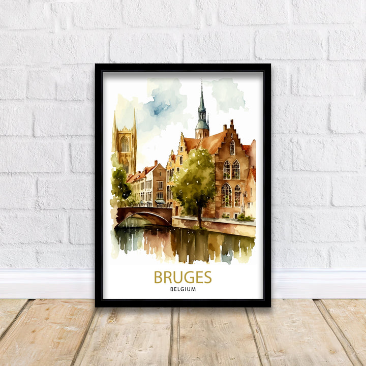 Bruges Belgium Travel Poster Bruges Wall Art Bruges Home Decor Bruges Illustration Travel Poster Belgium Gift Bruges Art