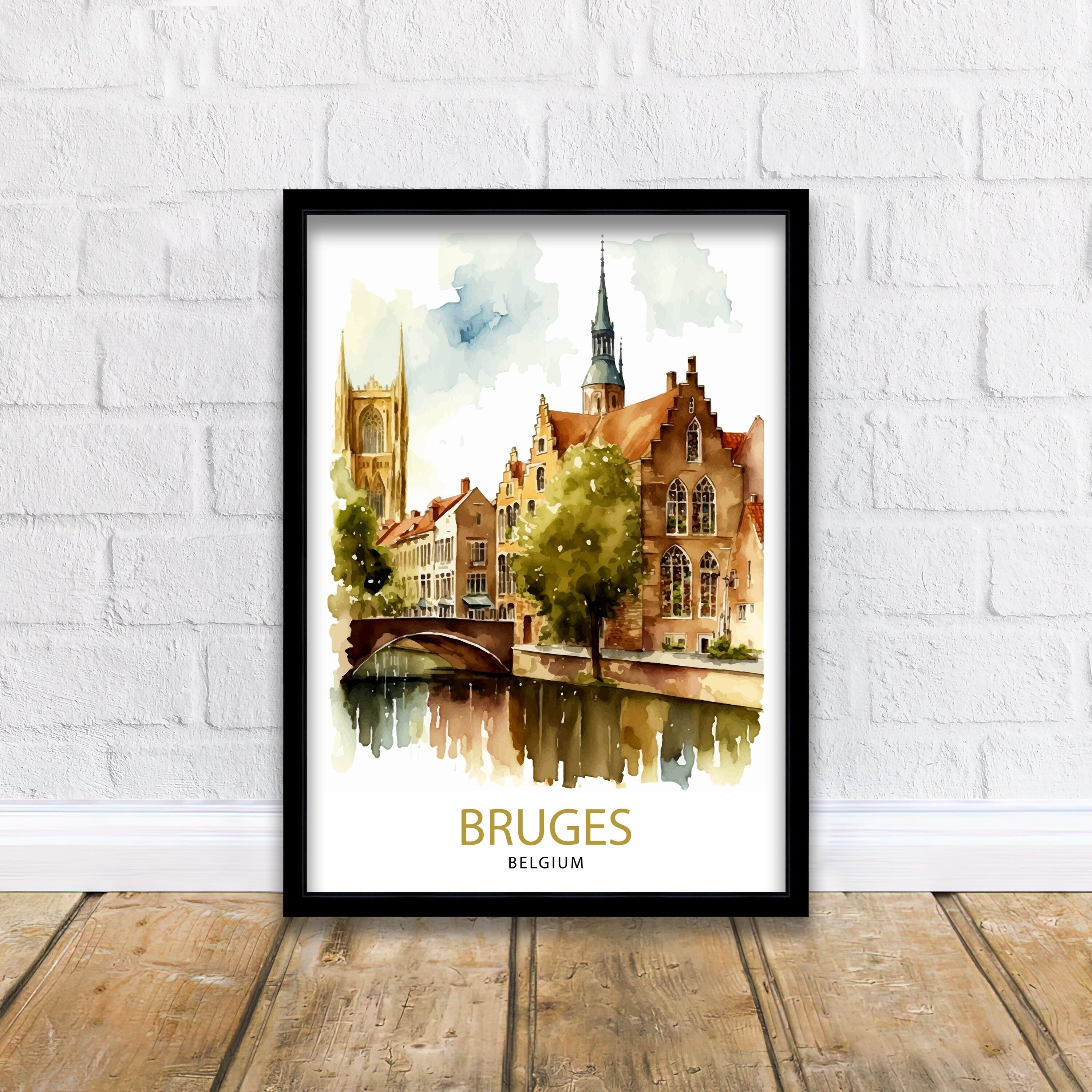 Bruges Belgium Travel Print Bruges Wall Art Bruges Home Decor Bruges Illustration Travel Poster Belgium Gift Bruges Art