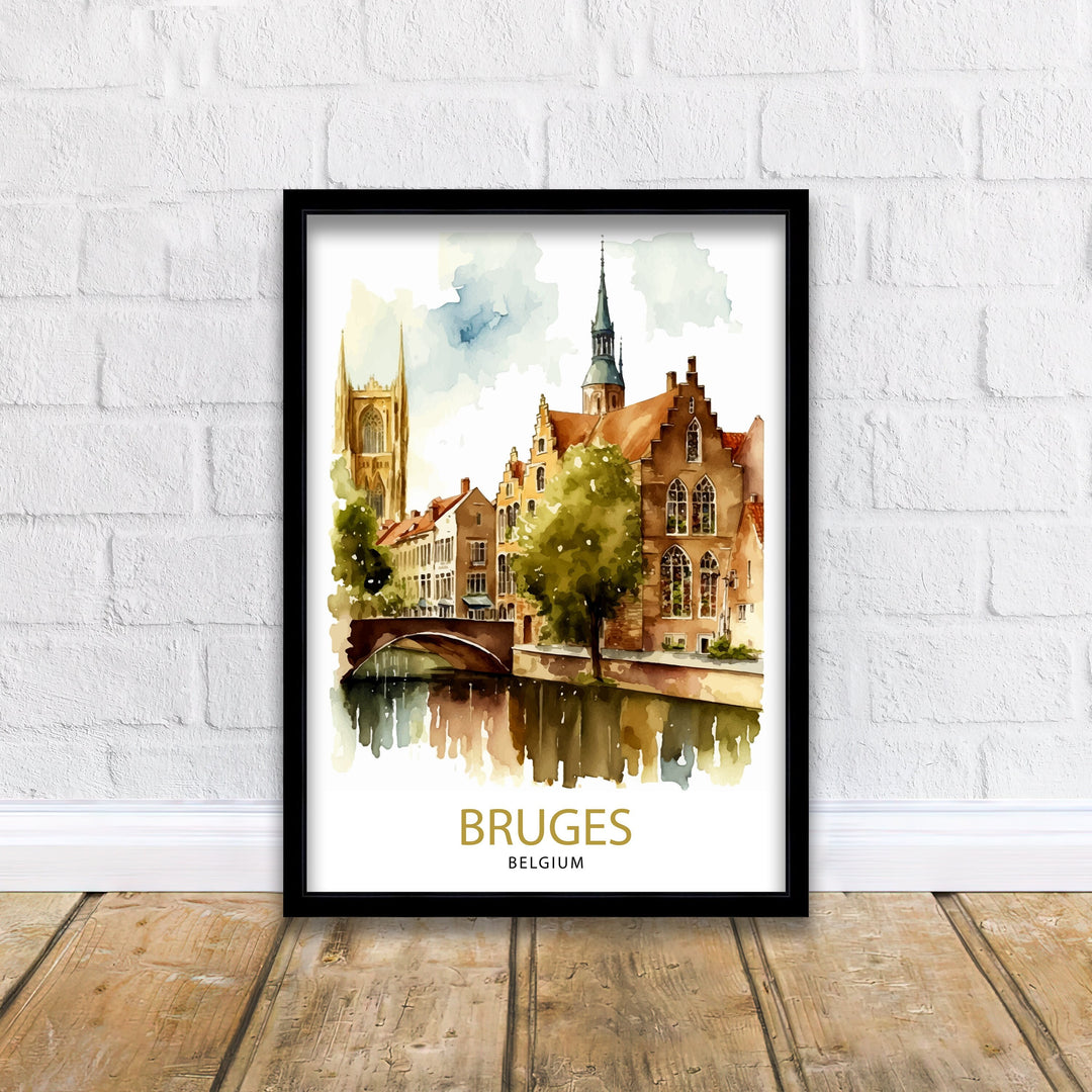 Bruges Belgium Travel Poster Bruges Wall Art Bruges Home Decor Bruges Illustration Travel Poster Belgium Gift Bruges Art